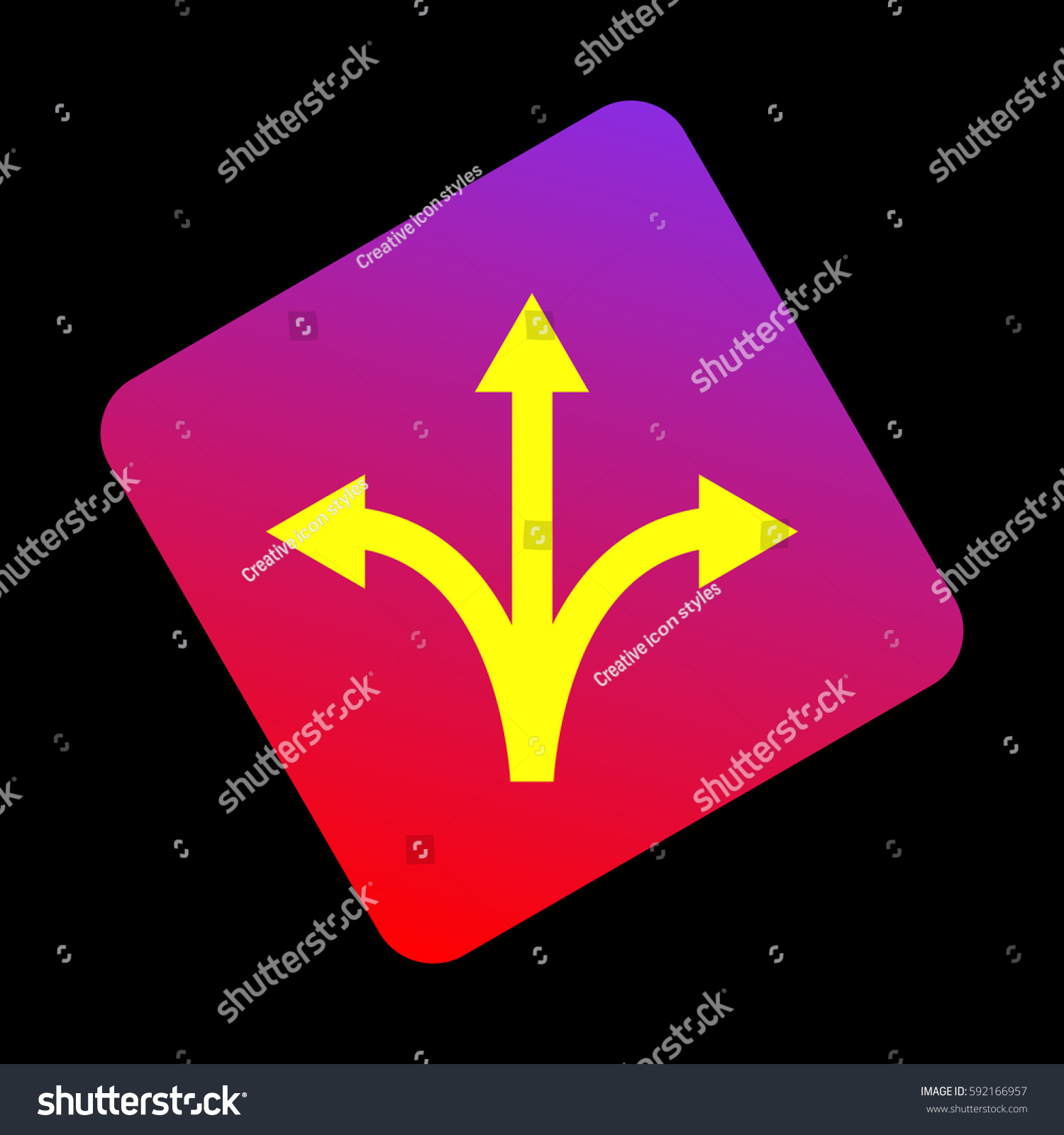 Threeway Direction Arrow Sign Vector Yellow Stock Vector Royalty Free