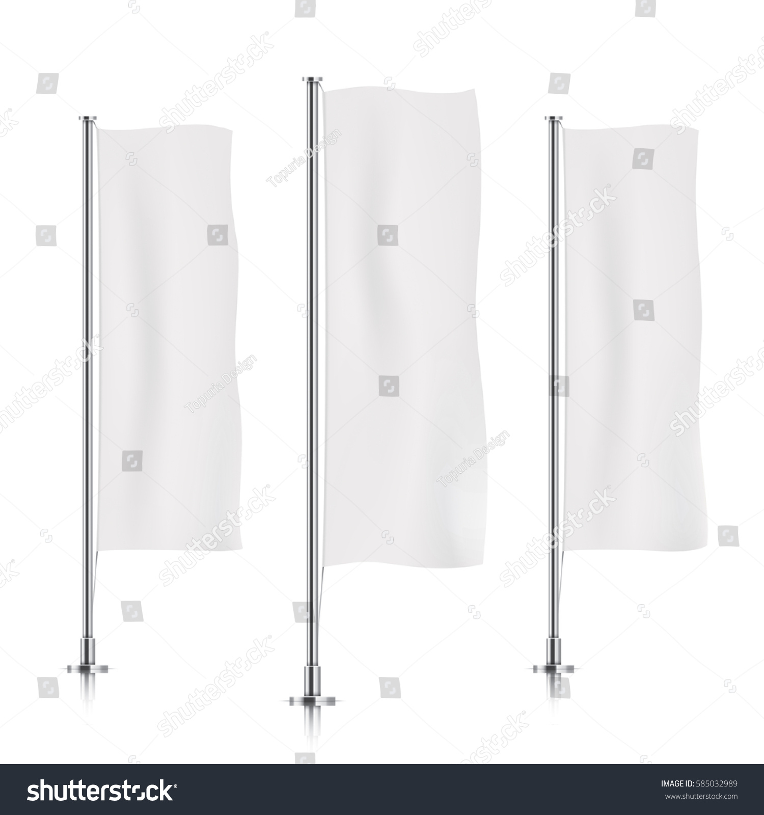 Three White Vertical Banner Flags Standing Stock Vector Royalty Free