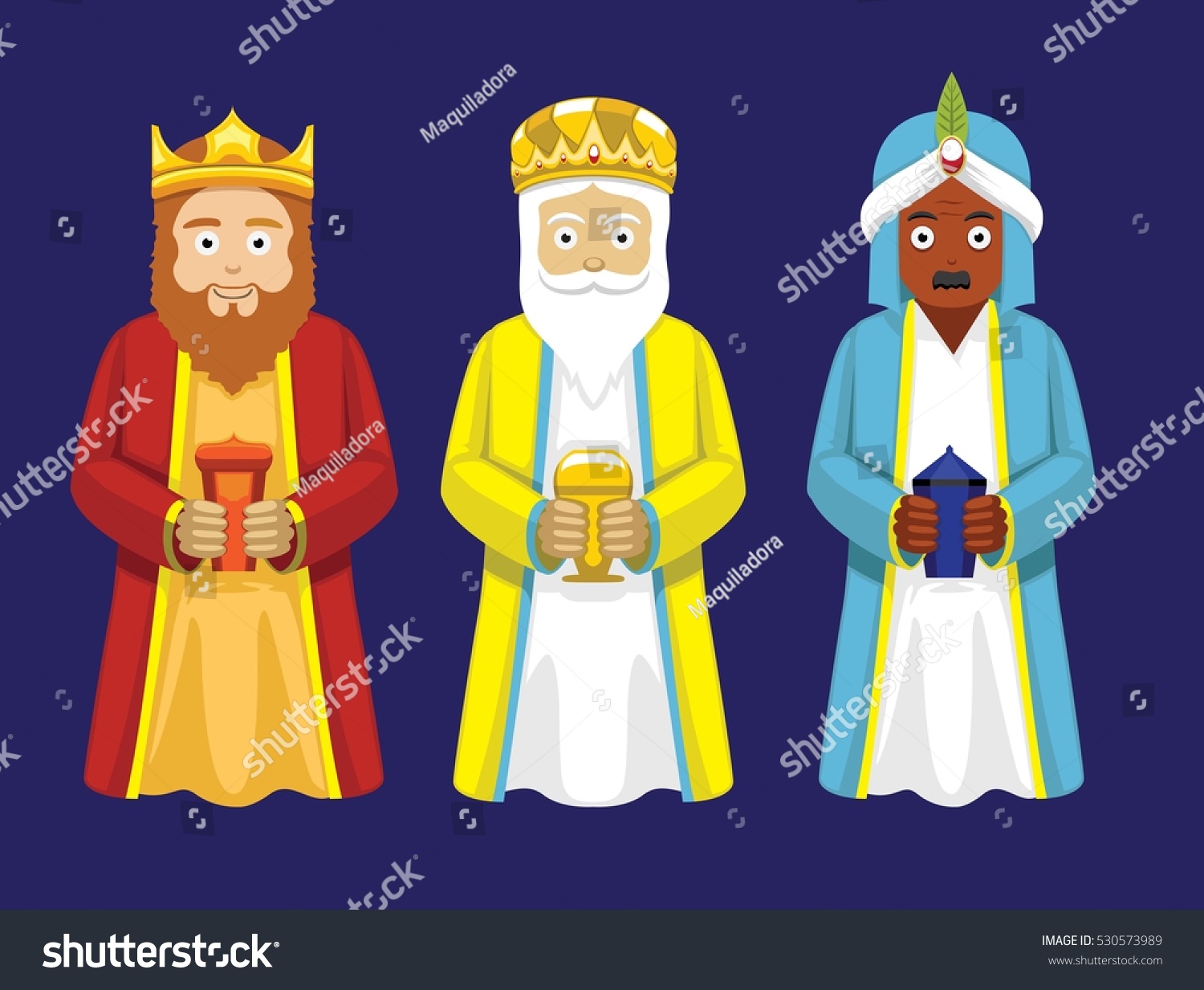 Three Wise Men Cartoon Characters Illustration Stock Vector 530573989 ...