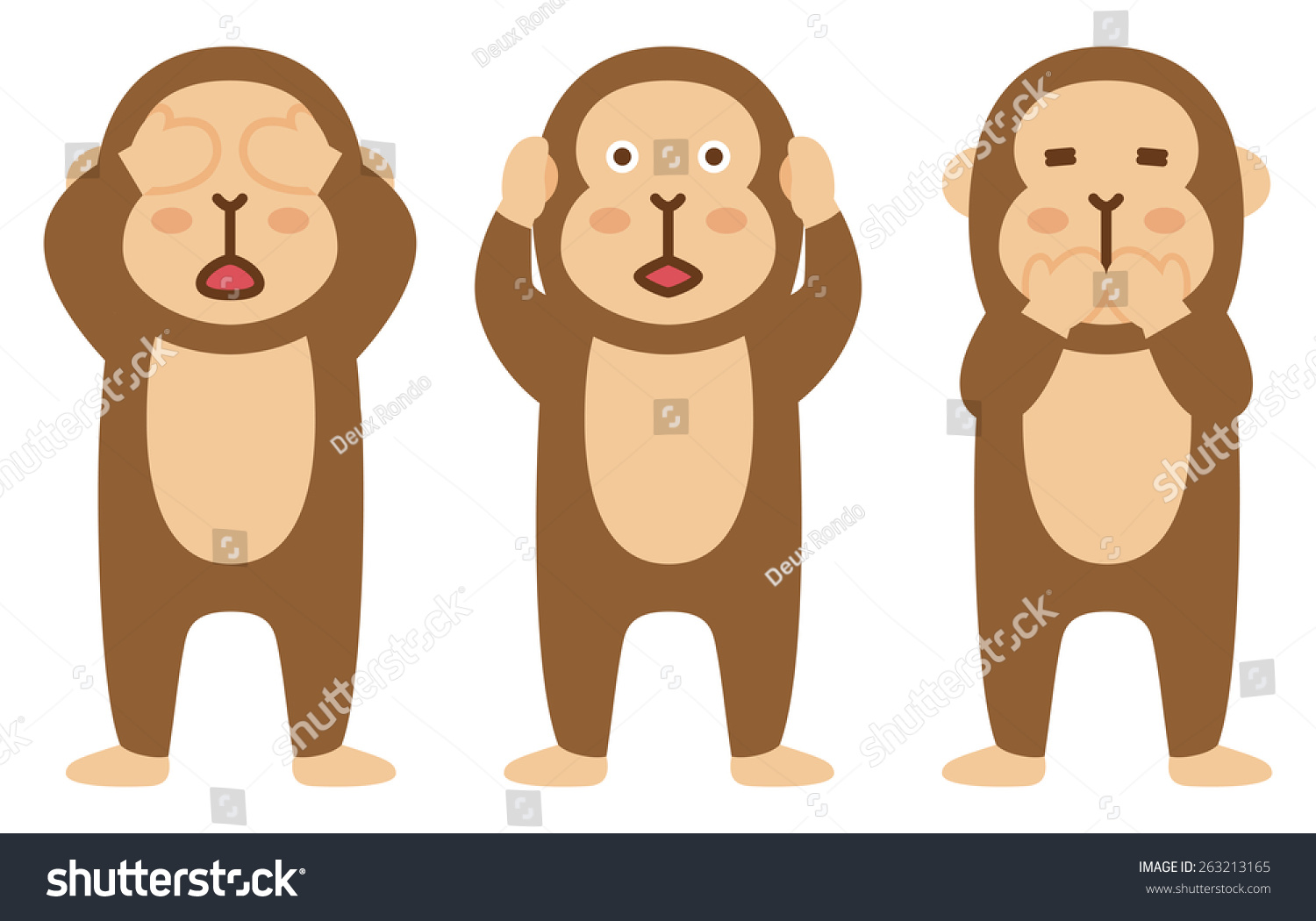 Three Wise Monkeys Stock Vector 263213165 - Shutterstock