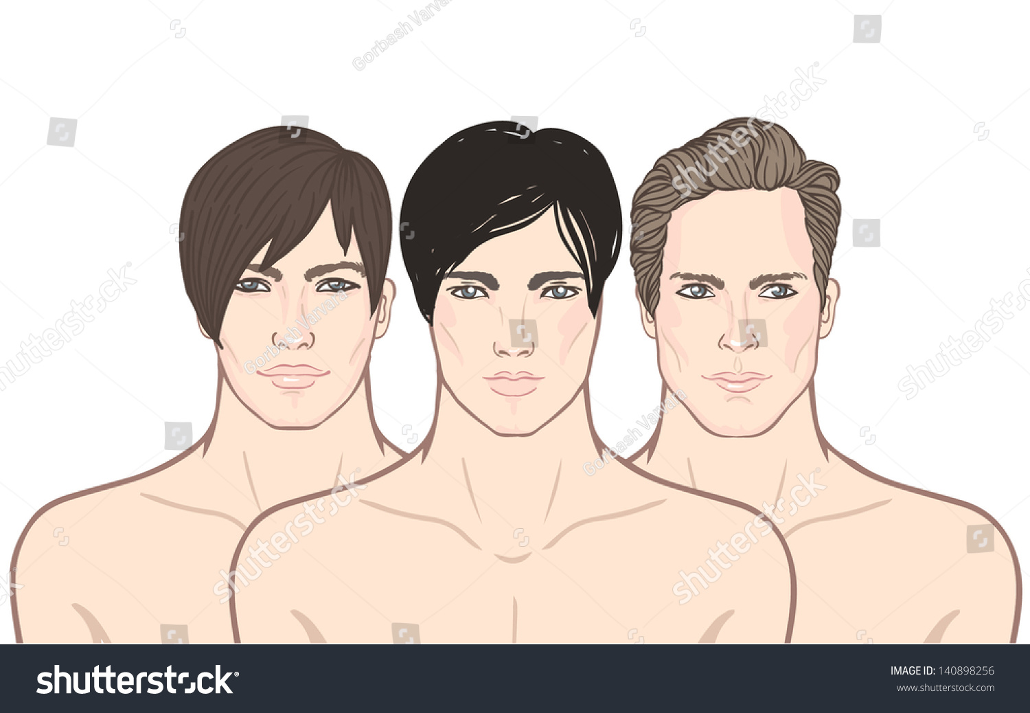 Three Young European Men Different Trendy Stock Vector Royalty