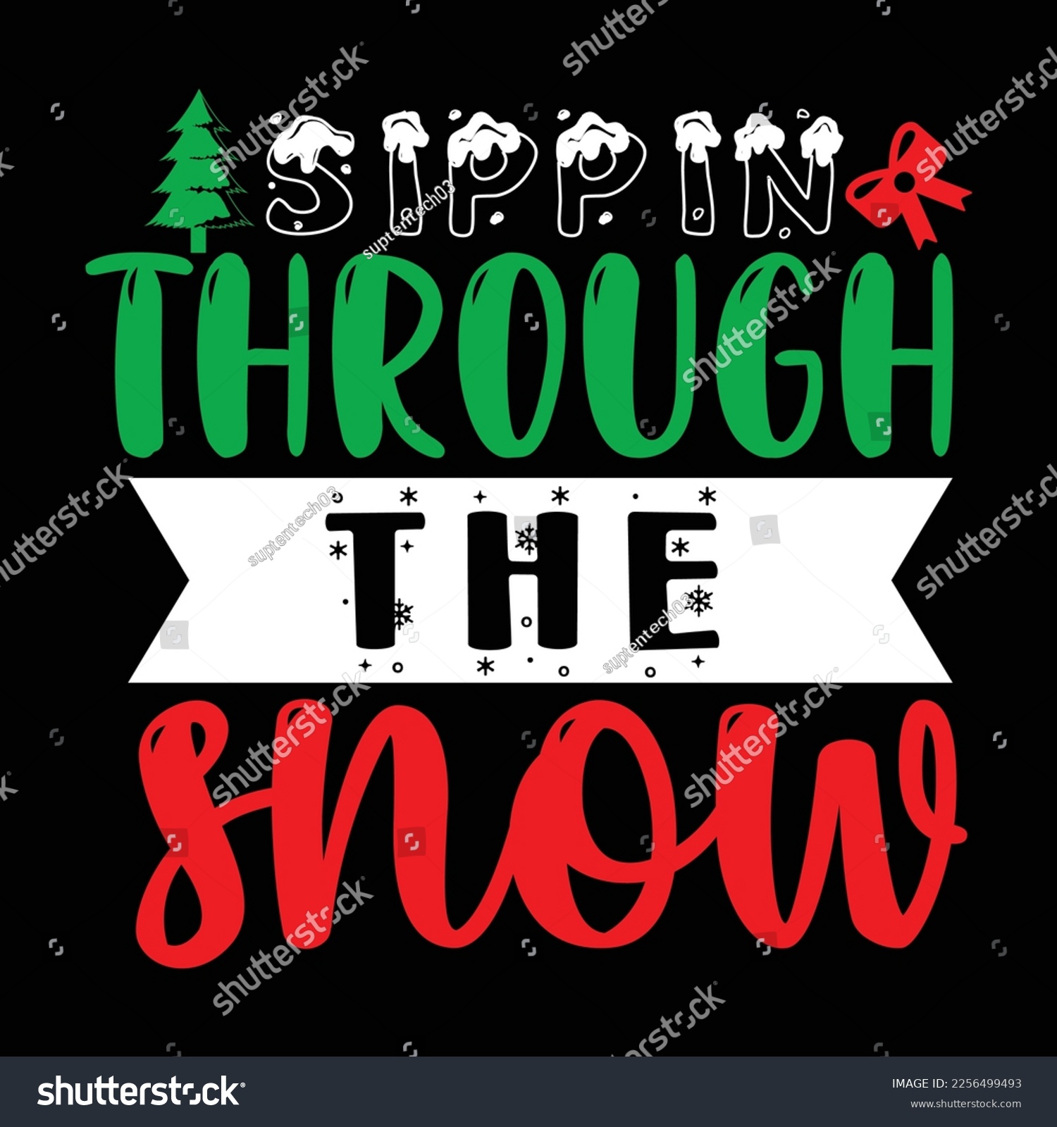 SVG of Through The Show, Merry Christmas shirts Print Template, Xmas Ugly Snow Santa Clouse New Year Holiday Candy Santa Hat vector illustration for Christmas hand lettered svg