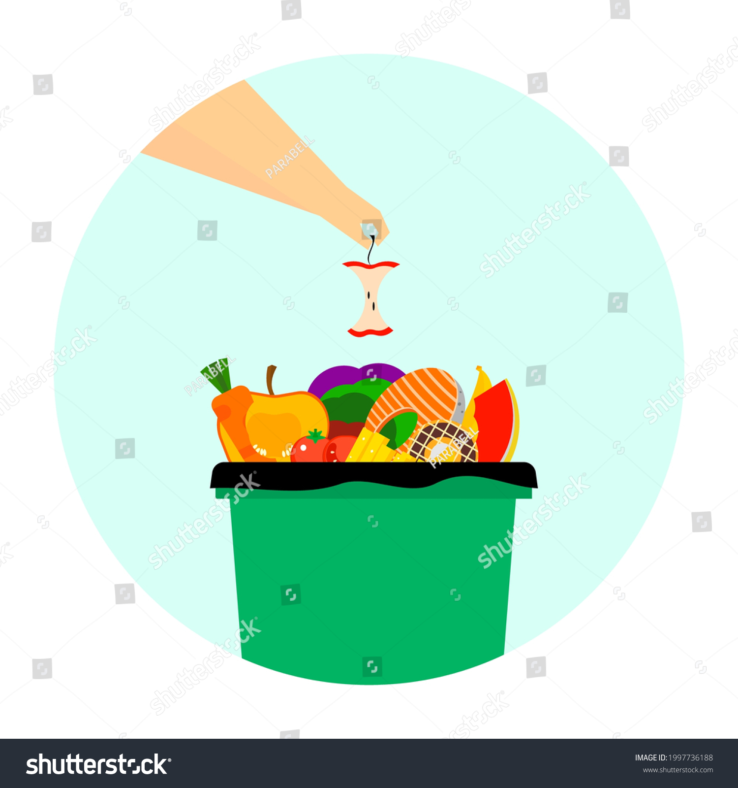 Throw Wet Waste Into Wet Trash Stock Vector (Royalty Free) 1997736188 ...