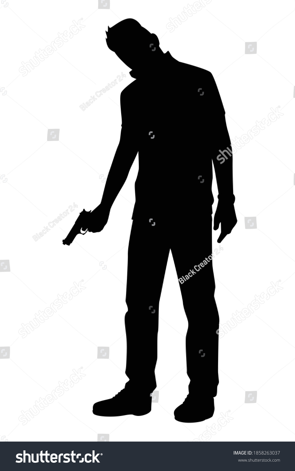 Thug Man Gun Silhouette Vector Stock Vector (Royalty Free) 1858263037 ...