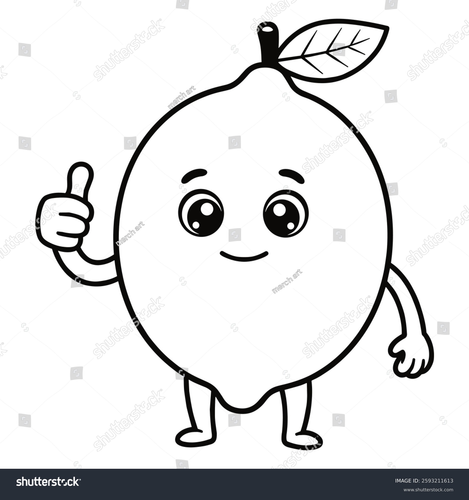 recommend clip art: Thumbs up Fresh Lemon vector illustration and Line art with white background
