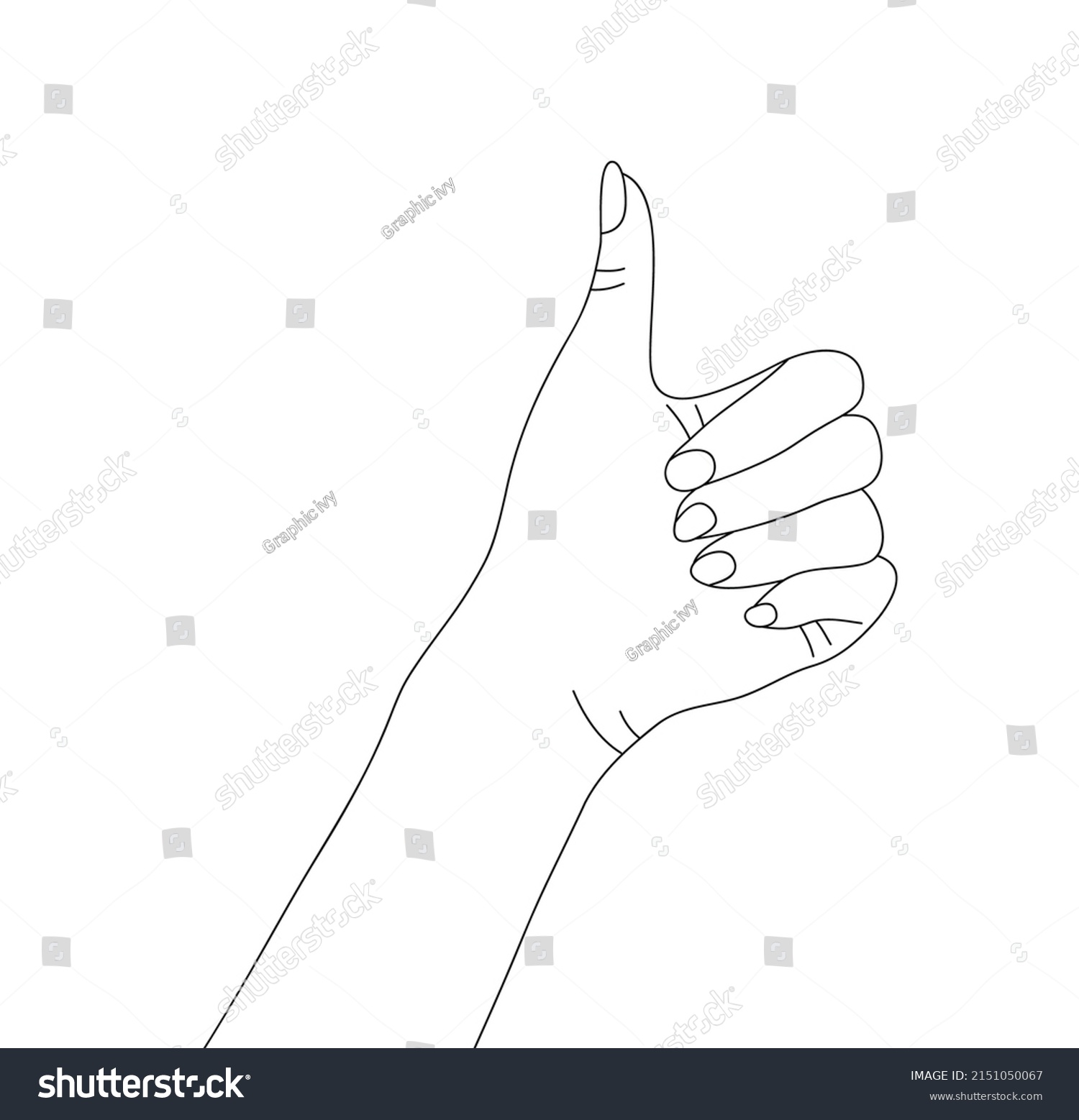 Thumbs Line Art Isolated On White Stock Vector (Royalty Free ...
