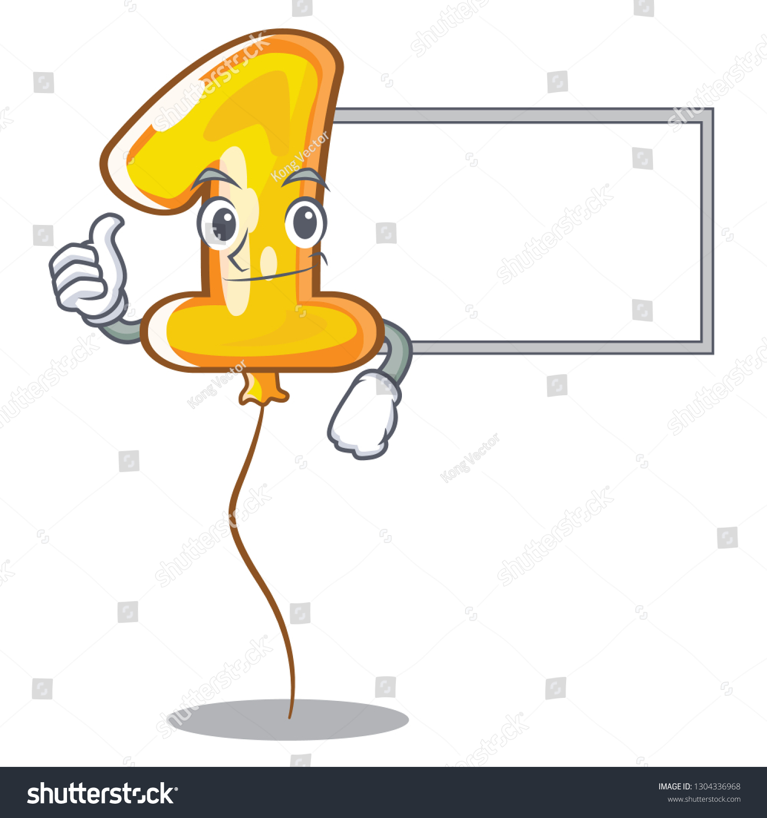 Thumbs Board Number One Balloon Cartoon Stock Vector (Royalty Free