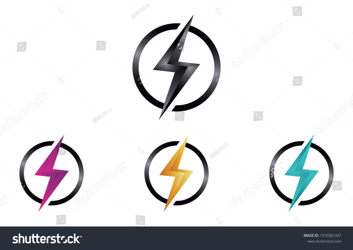 Thunder Bolt Lightning Logo Design Set Stock Vector (Royalty Free ...