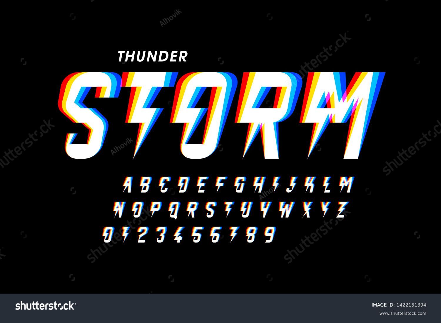 Thunder Storm Style Font Design Alphabet Stock Vector (Royalty Free ...