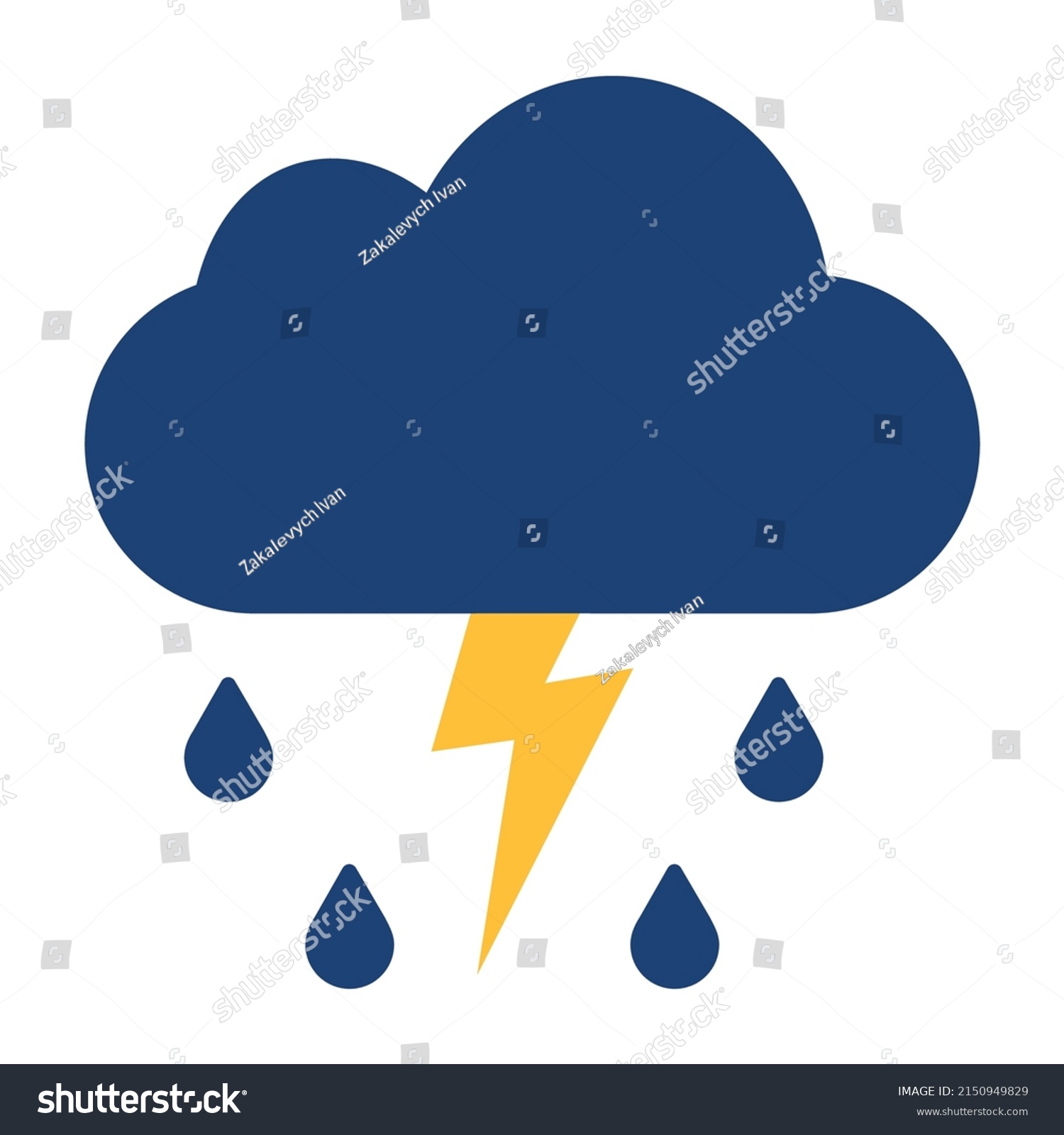 Thunderstorm Icon Forecast Weather Illustration Symbol Stock Vector ...