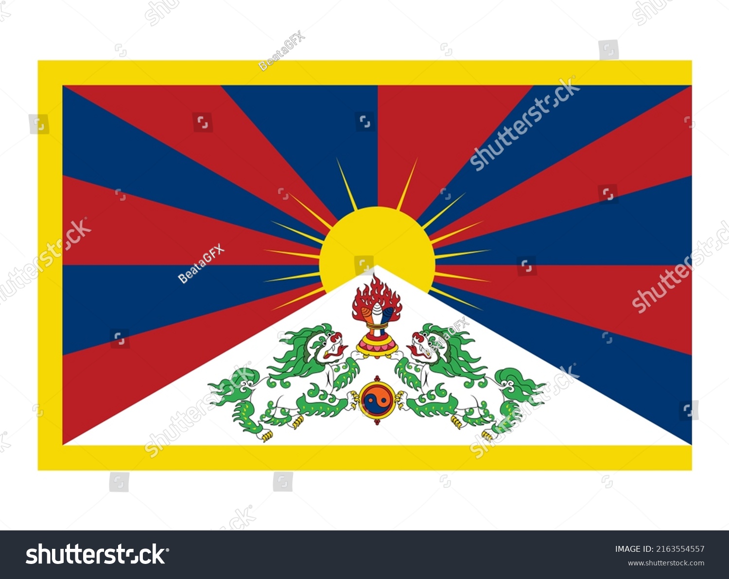 Tibetan Flag Icon Vector Free Tibet Stock Vector (Royalty Free