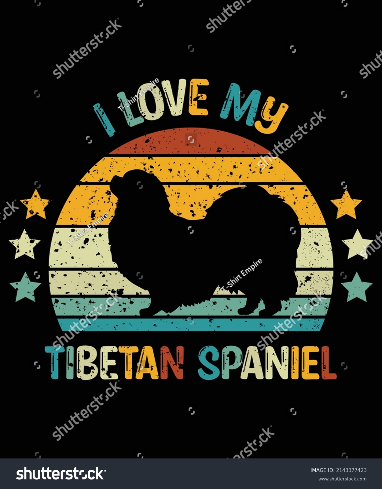SVG of Tibetan Spaniel silhouette vintage and retro t-shirt design svg