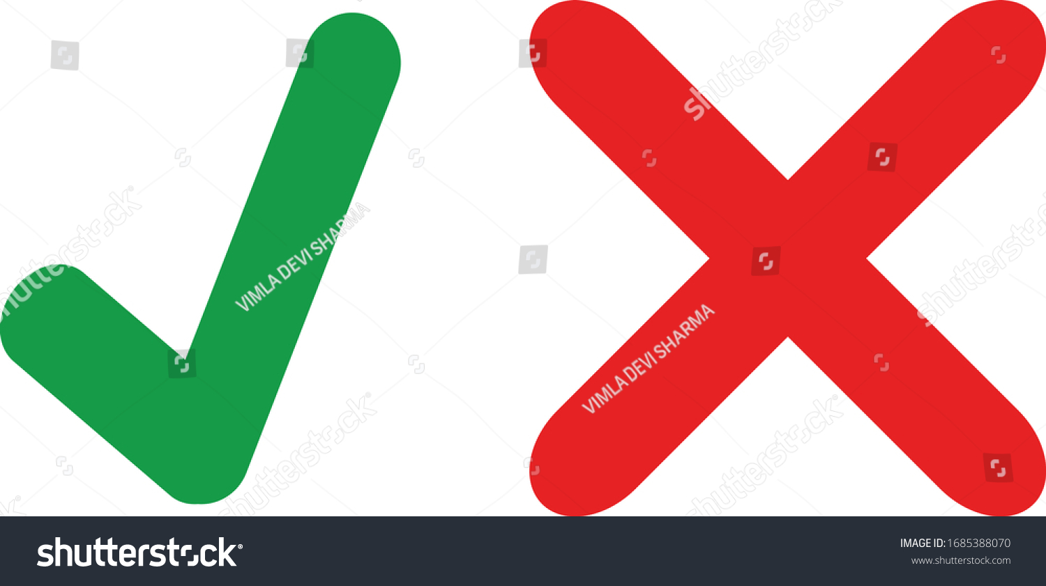 Vektor Stok Tick Cross Icons Green Check Mark Tanpa Royalti 1685388070 Shutterstock 6377