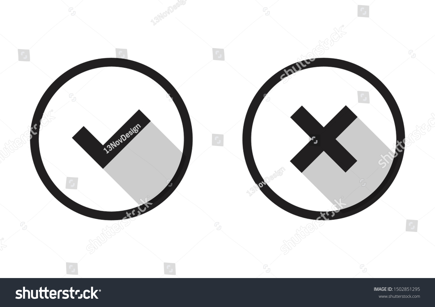 Tick Cross Signs Checkmark X Confirm Stock Vector (Royalty Free ...