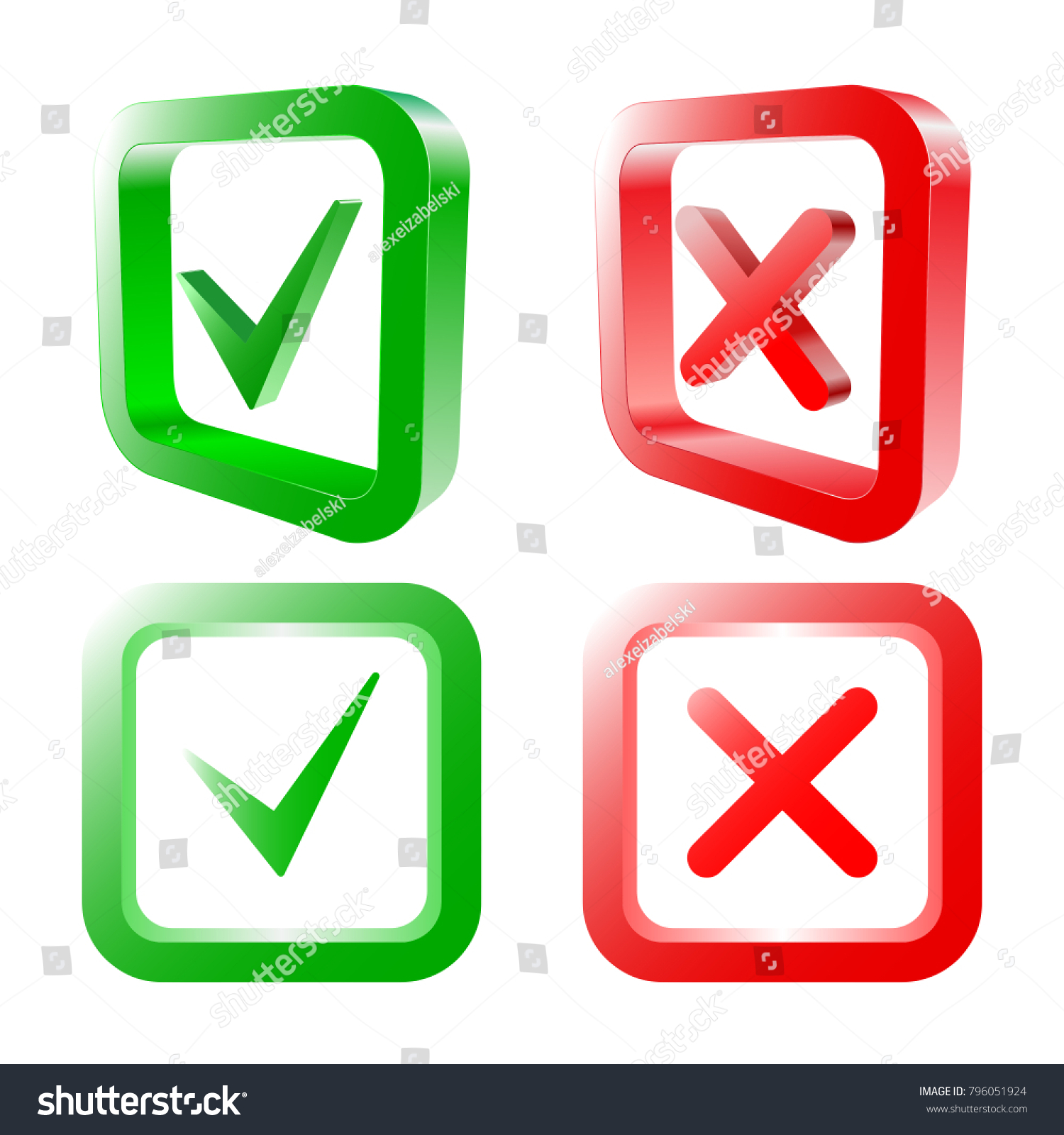 Tick Cross Signs Green Checkmark Ok Stock Vector (Royalty Free ...