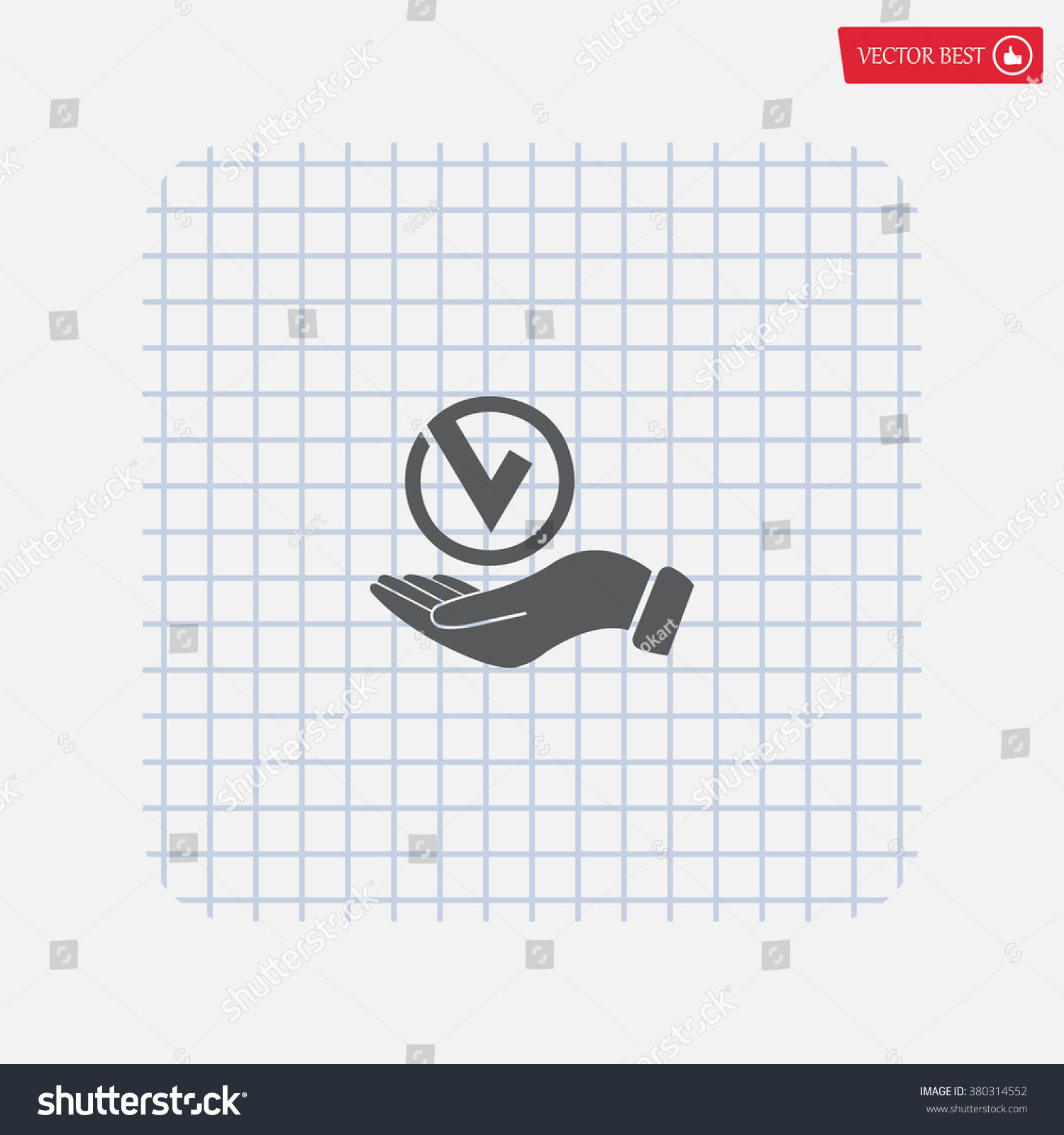 Tick Hand Icon Vector Illustration Flat Stock Vector (Royalty Free