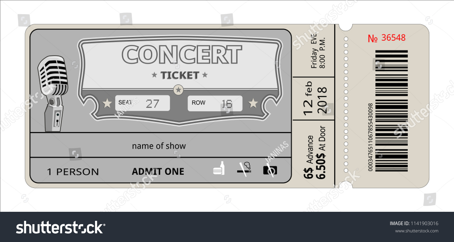 Ticket Concert Invitation Show Coupon Ticket Stock Vector (Royalty Free ...