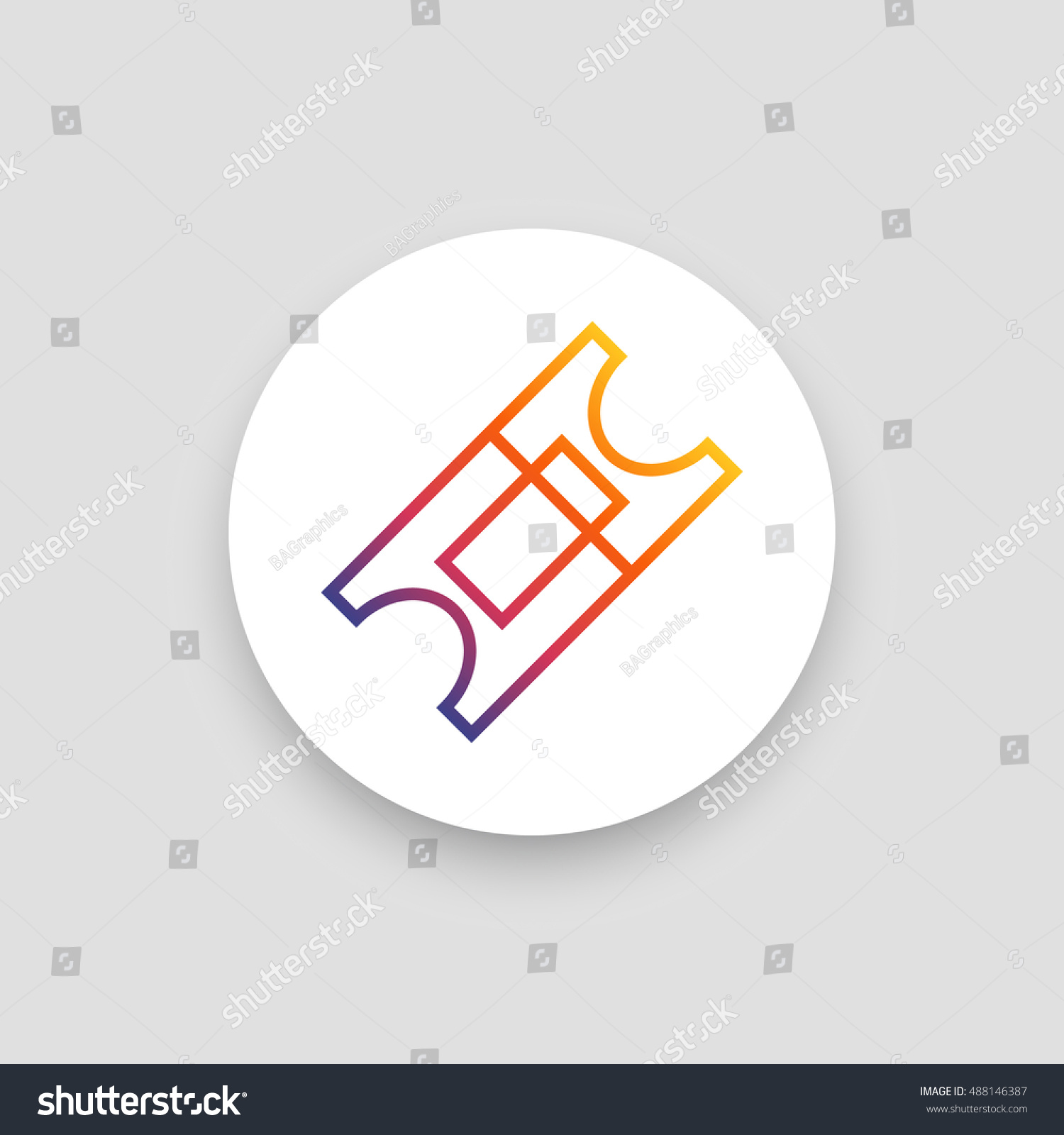 SVG of Ticket icon vector, clip art. Also useful as logo, circle app icon, web element, symbol, graphic image, silhouette and illustration. Compatible with ai, cdr, jpg, png, svg, pdf, ico  and eps formats. svg