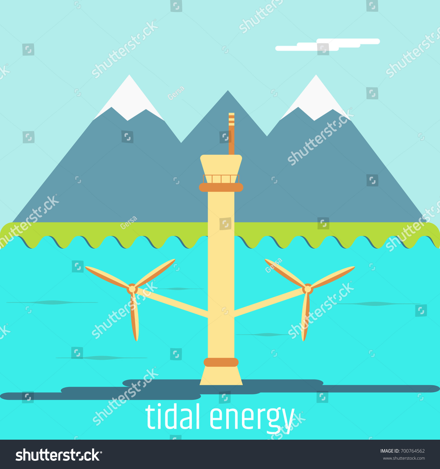 Tidal Energy Flat Design Stock Vector (Royalty Free) 700764562