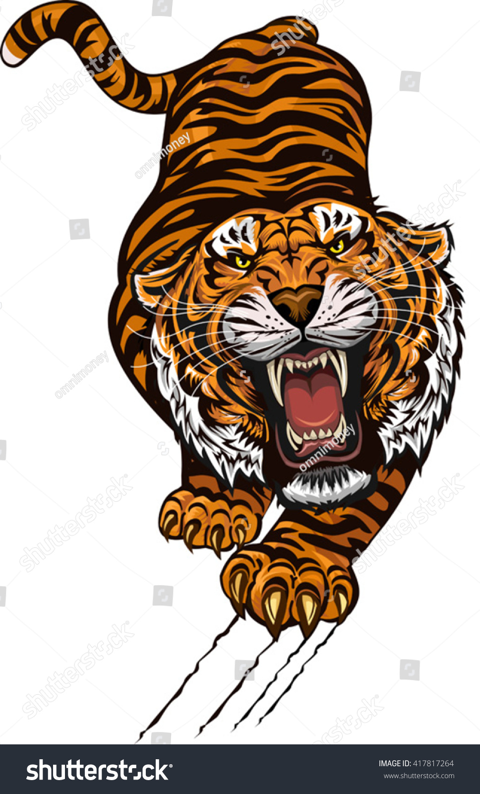 Tiger Color Tattoo Stock Vector (Royalty Free) 417817264 Shutterstock