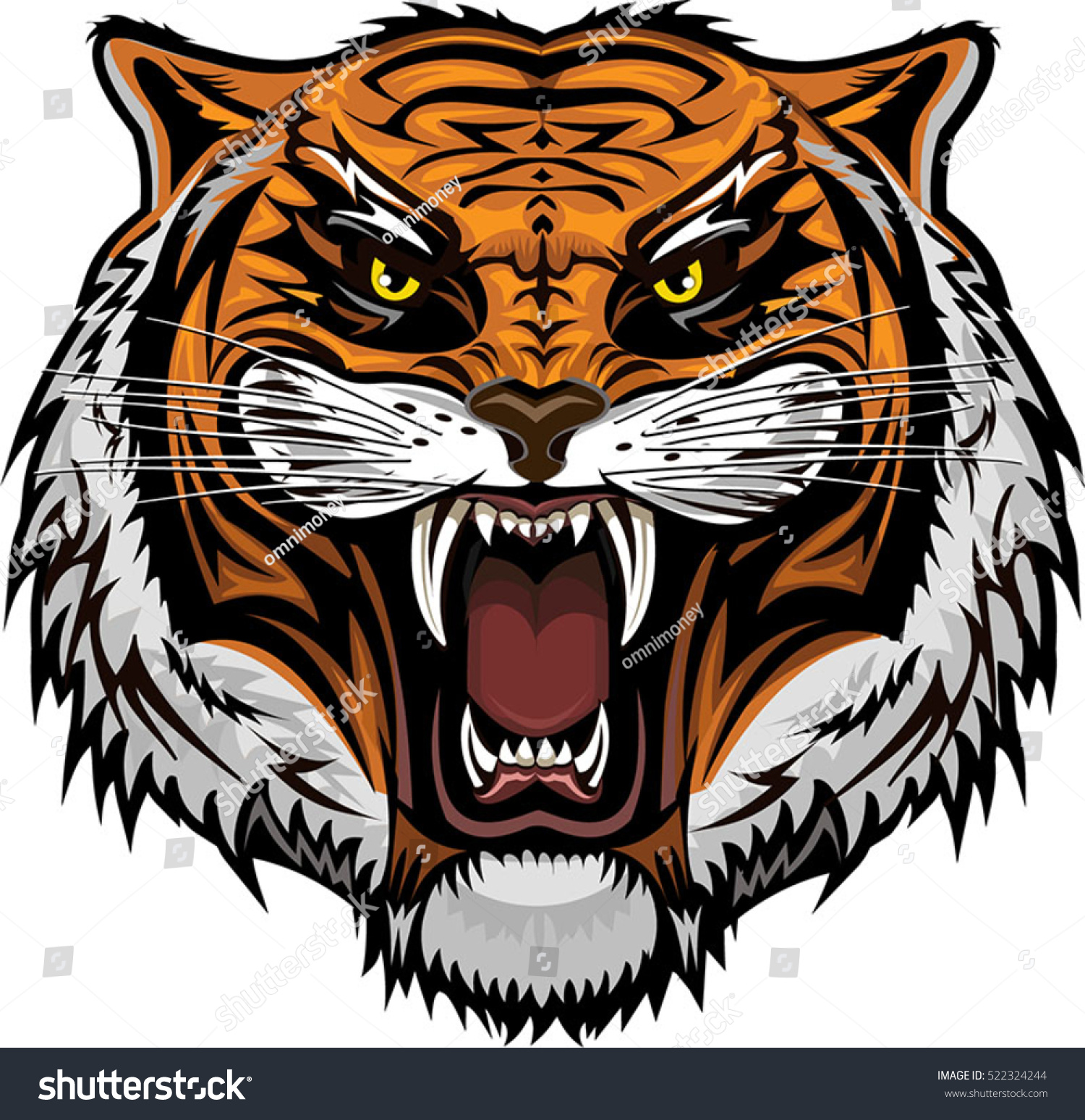 Tiger Face Stock Vector (Royalty Free) 522324244 | Shutterstock