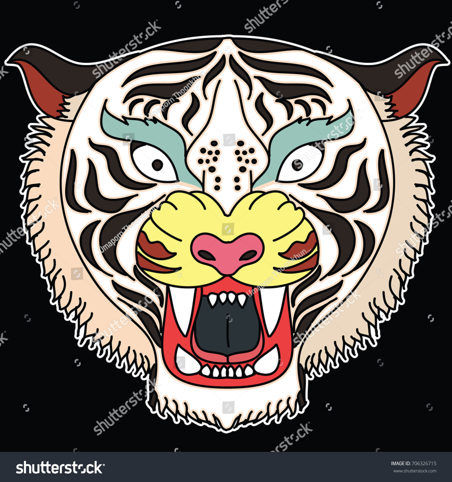 tiger face sticker vectortiger head traditional stock vector tiger face sticker vectortiger head traditional stock vector