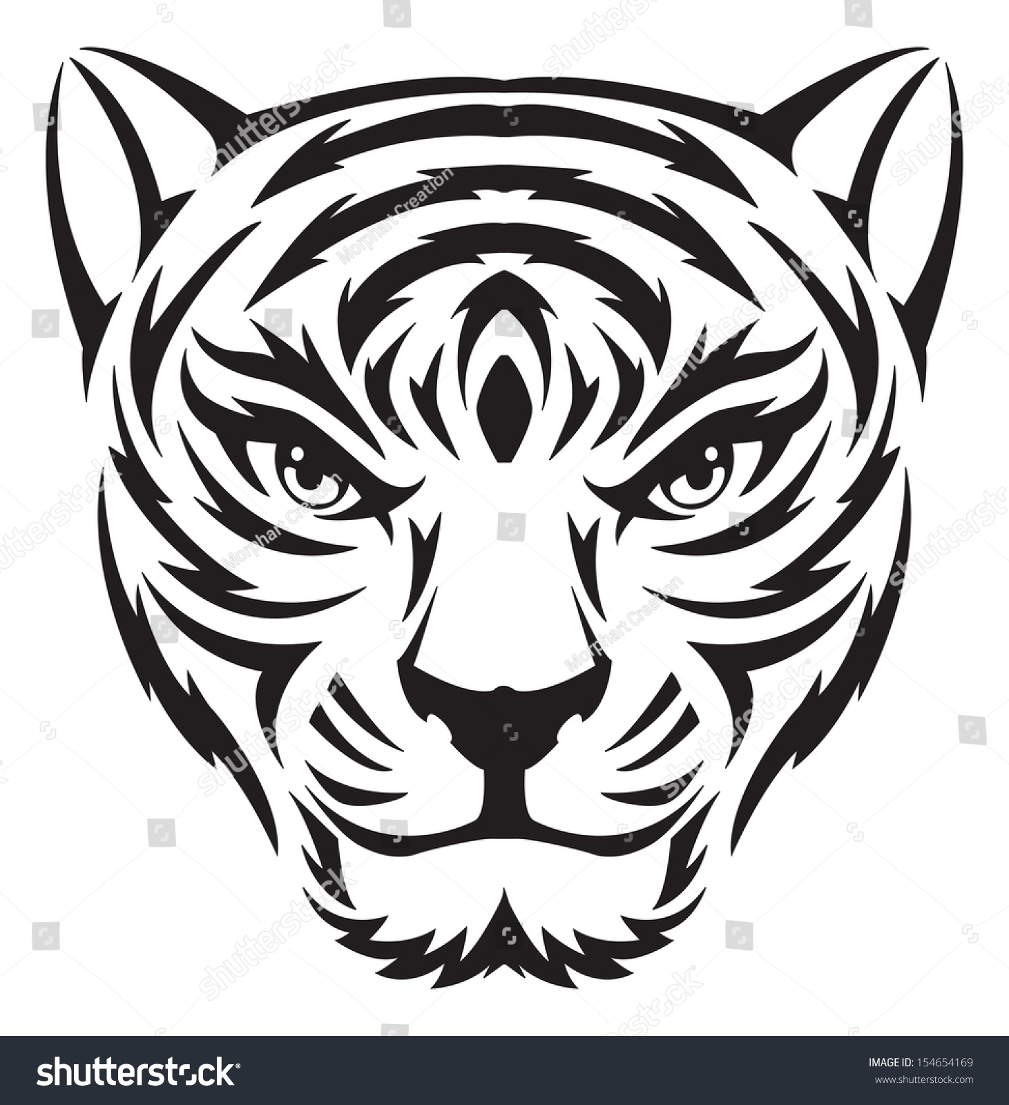 Tiger Face Tattoo Design Vintage Engraved Stock Vector (Royalty Free