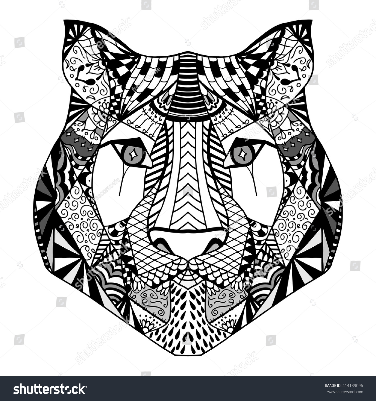 Tiger Head Adult Antistress Coloring Page Stock Vector (Royalty Free ...