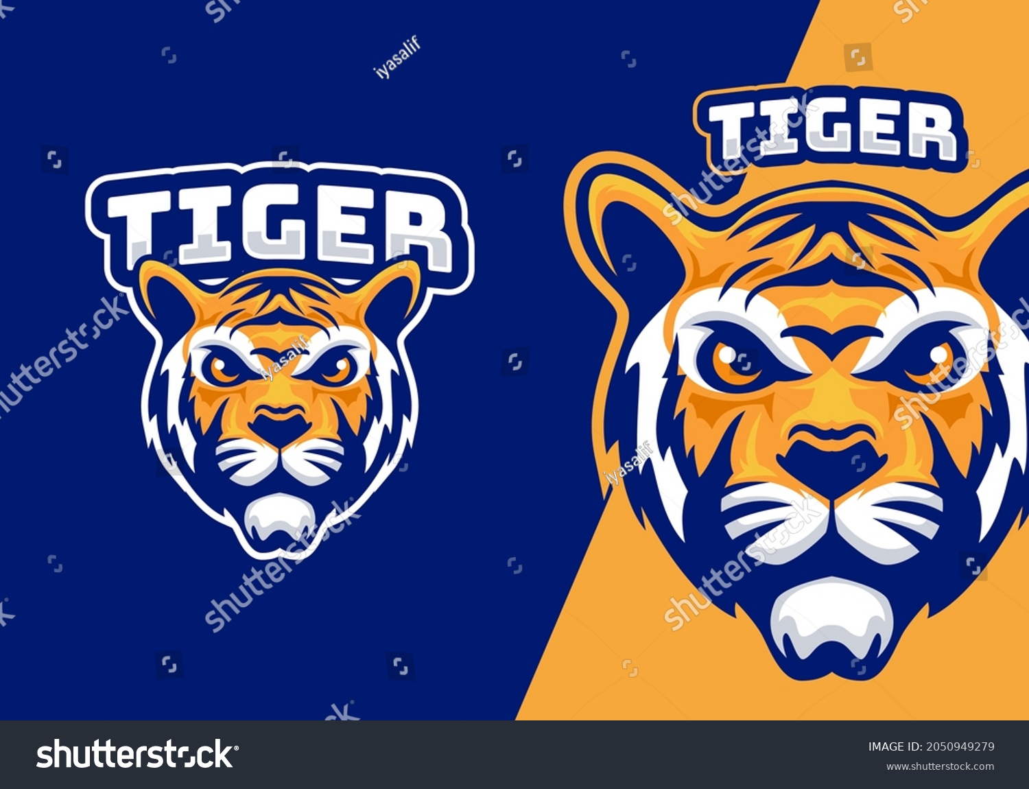 Tiger Head Mascot Badge Logo Stock Vector (Royalty Free) 2050949279 ...