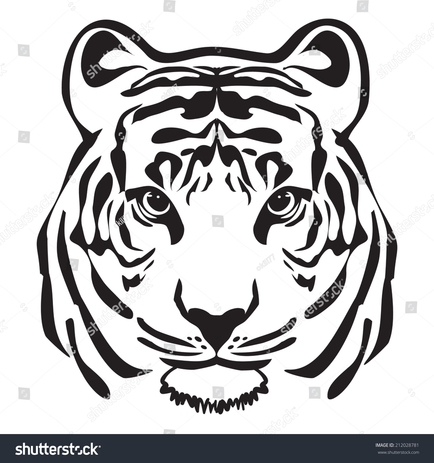Tiger Head Outline Vector Stock Vector 212028781 - Shutterstock