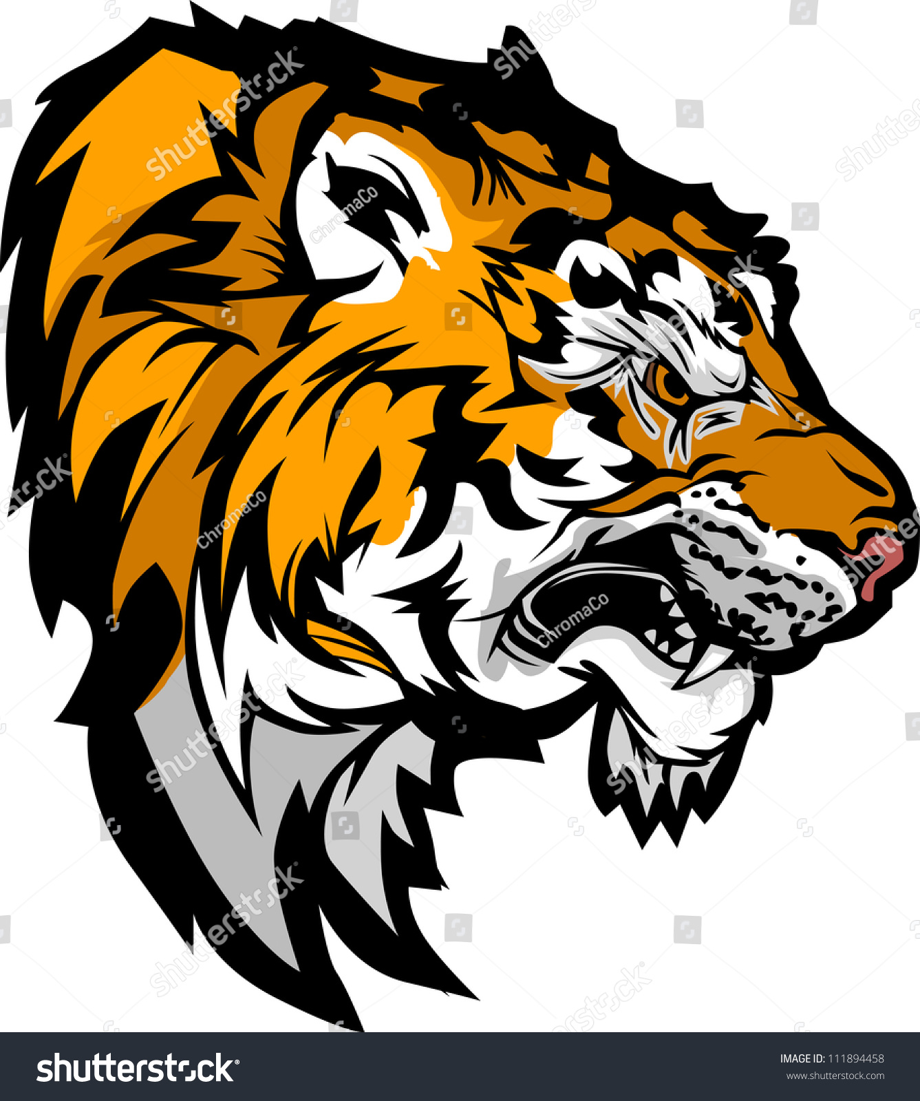 Tiger Head Profile Graphic Mascot Illustration - 111894458 : Shutterstock