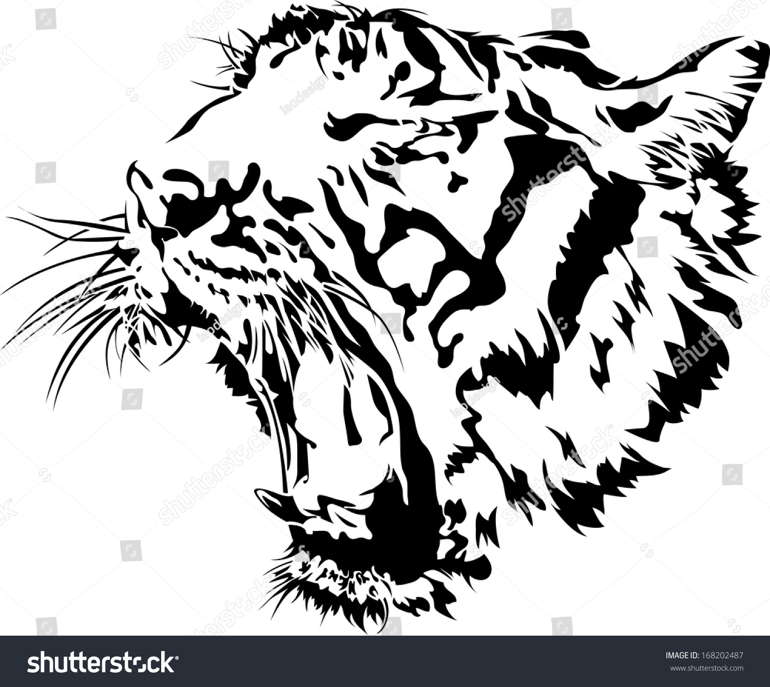 Tiger Head Silhouette, Illustration Vector Design. - 168202487 ...