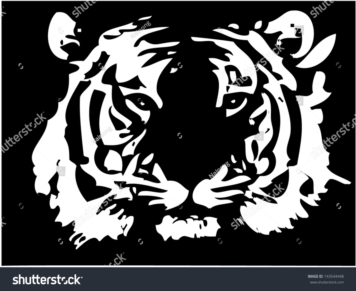 Tiger Head Silhouette, Vector - 143544448 : Shutterstock