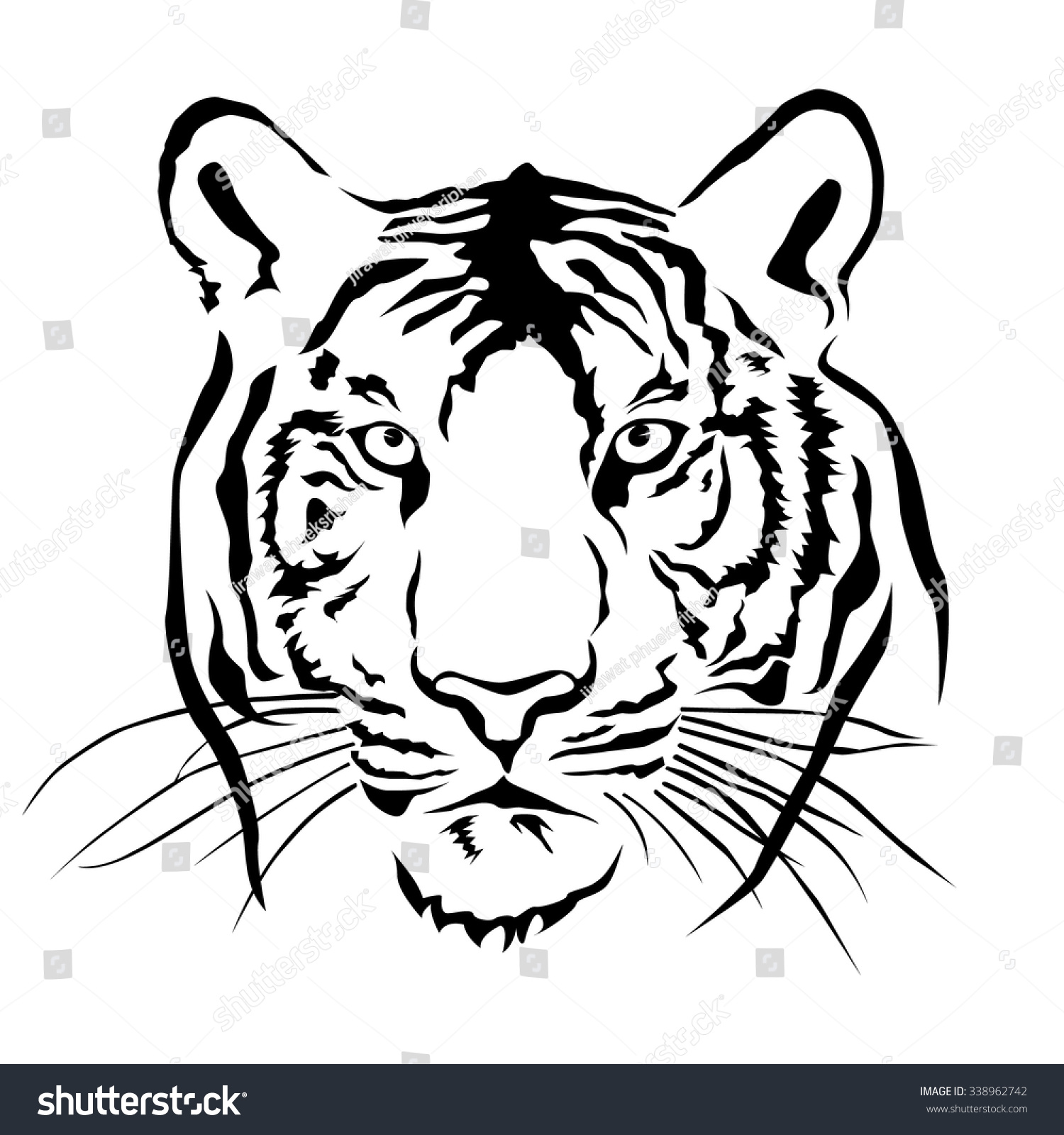 Tiger Head Silhouette, Vector - 338962742 : Shutterstock