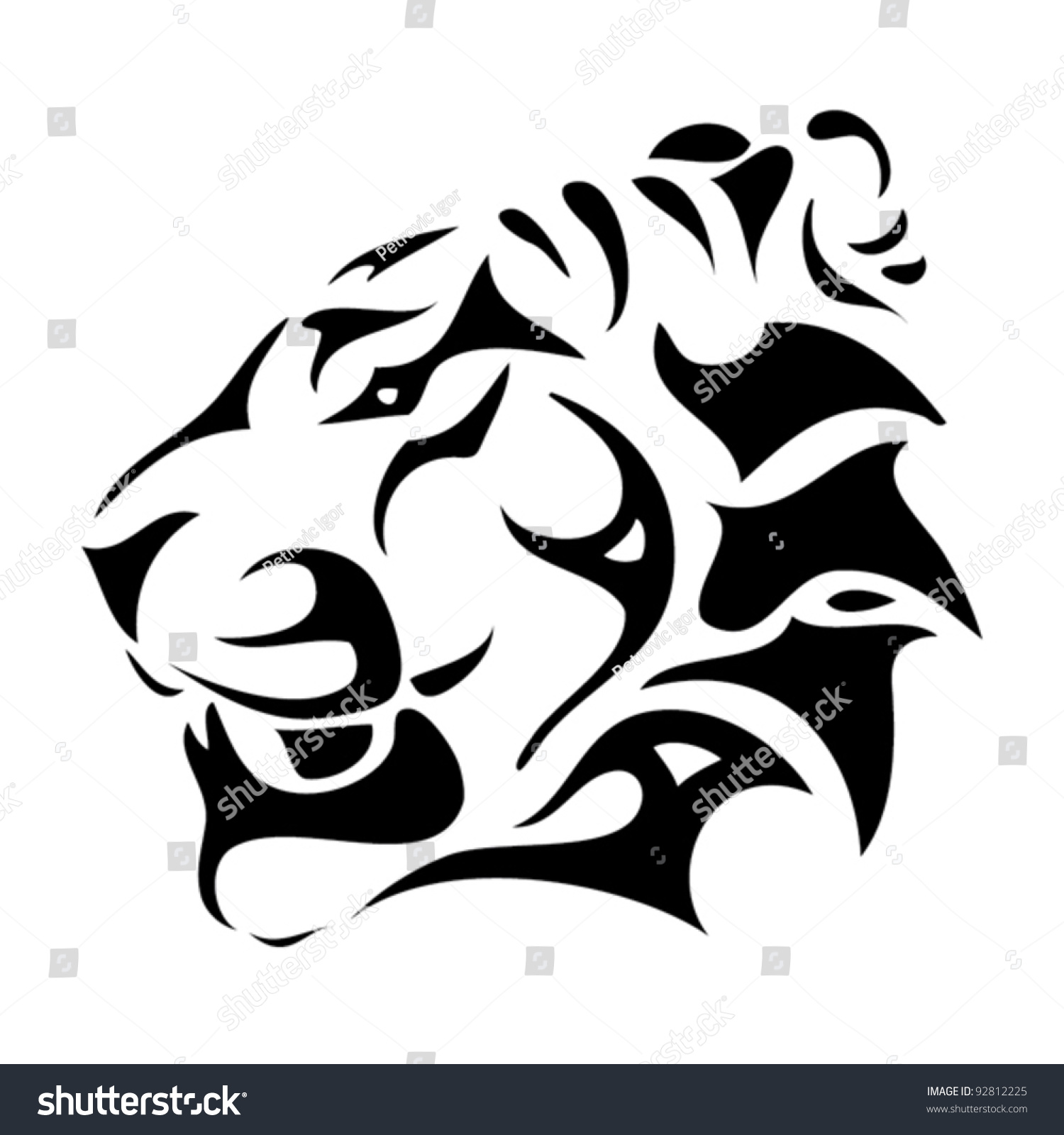 Tiger Head Tribal Vector Illustration Stock Vector 92812225 - Shutterstock