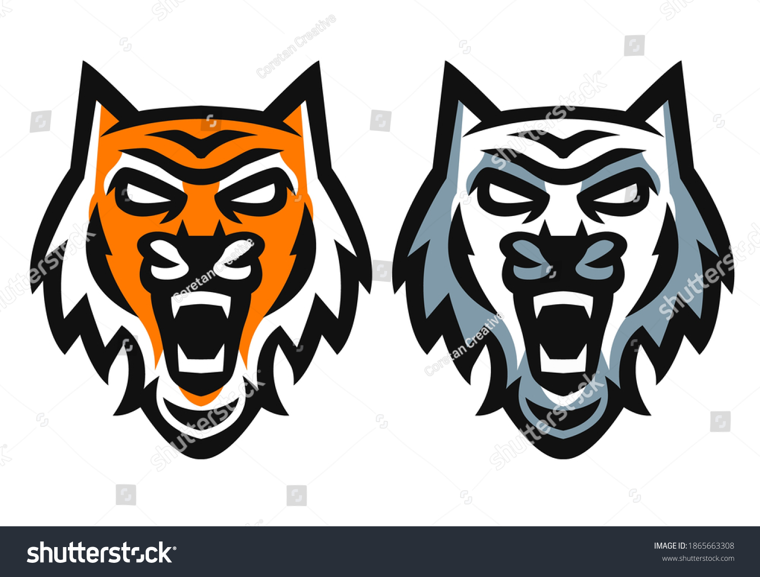 Tiger Head Vector Design Illustration Set Stock Vector (Royalty Free ...