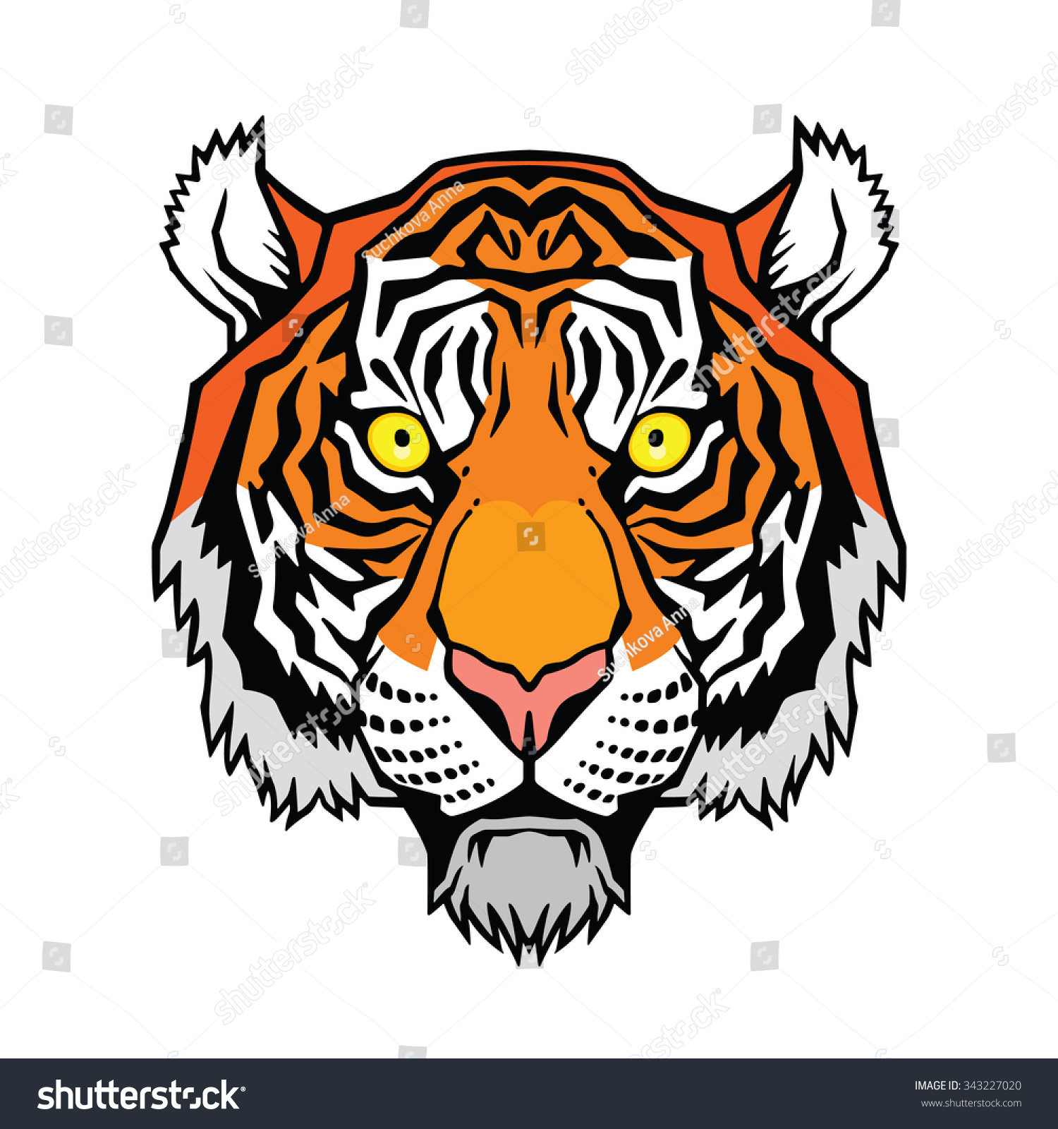 Tiger Head. Vector Illustration Of A Tiger. - 343227020 : Shutterstock