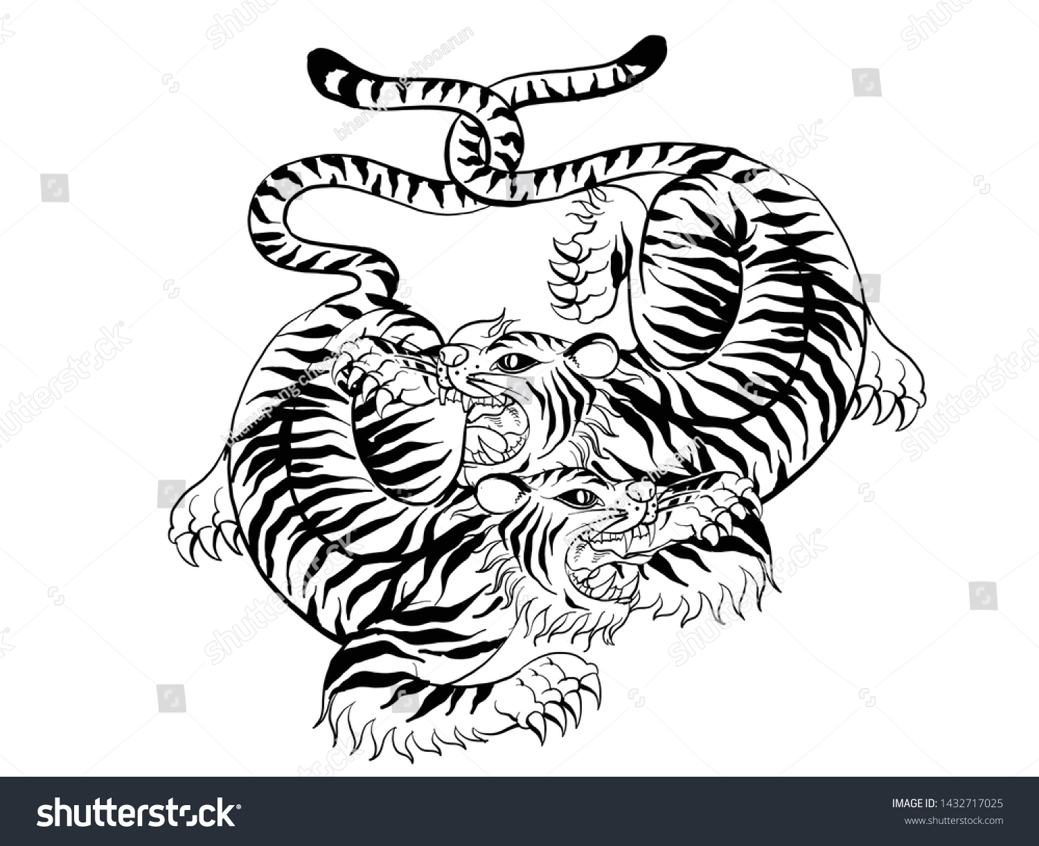 Tiger Thai Tradition Stylethai Tattoo Vector Stock Vector (Royalty Free ...