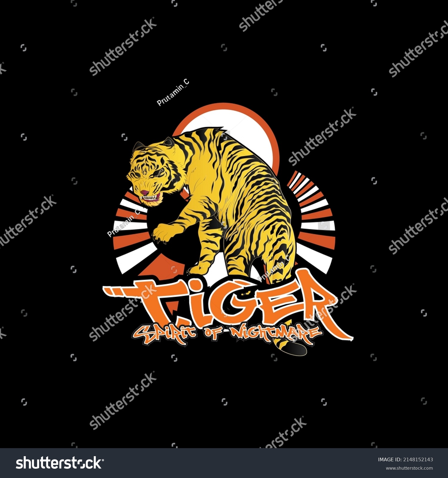 Tiger Logo Illustration Design Sukajan Mean Stock Vector (Royalty Free ...