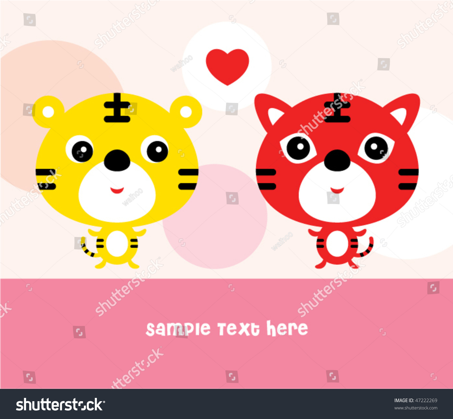 Tiger Love Kitten vector de stock (libre de regalías) 47222269