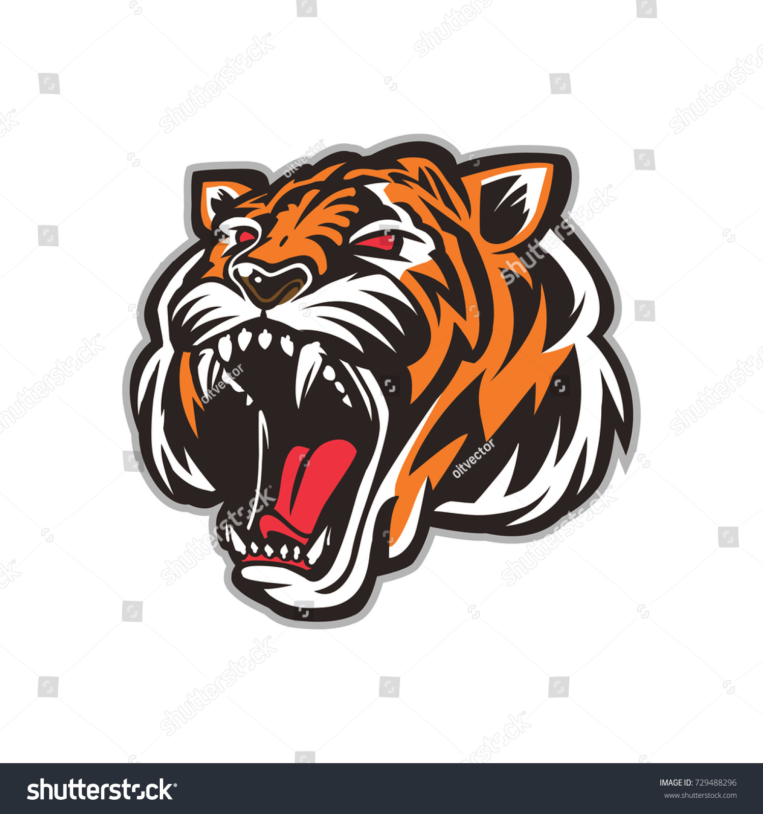 Tiger Roaring Layered Vector Illustration Stock Vector (Royalty Free ...