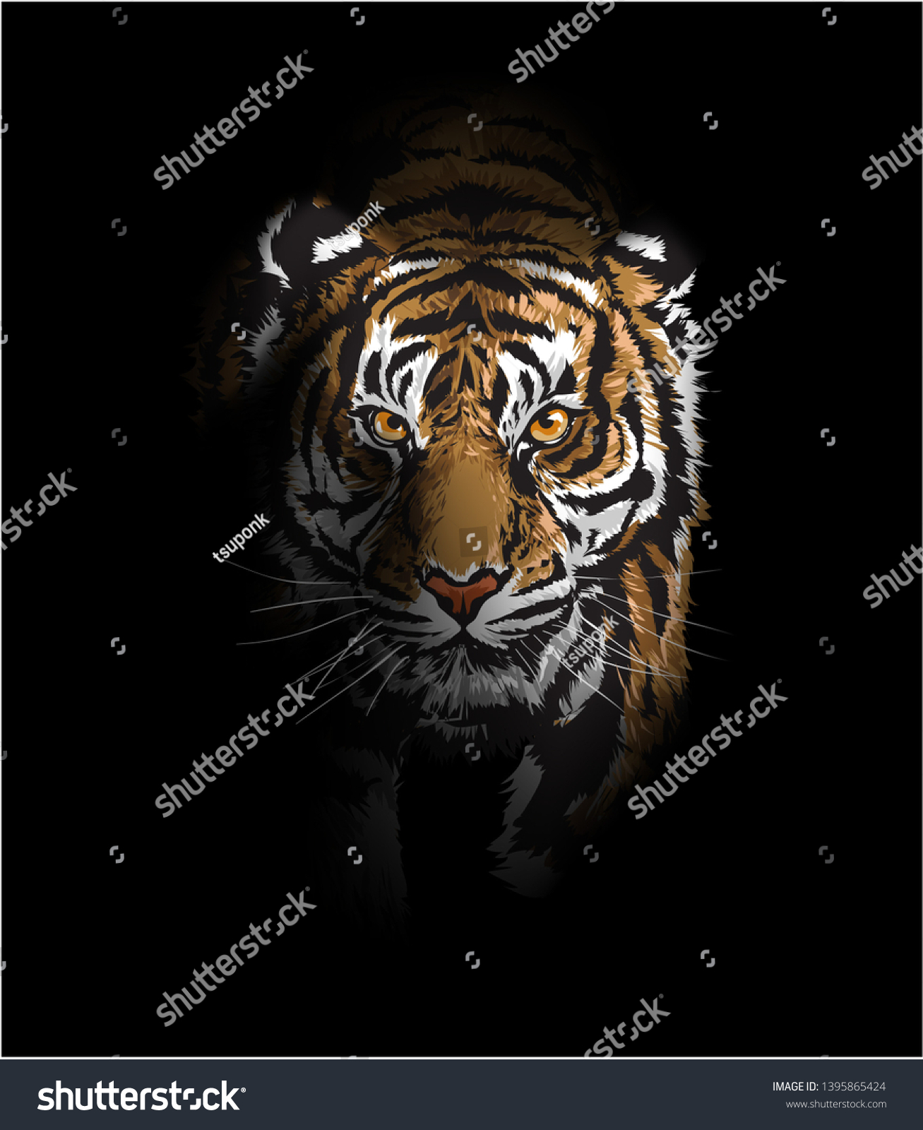 影のイラストを歩く虎 のベクター画像素材 ロイヤリティフリー