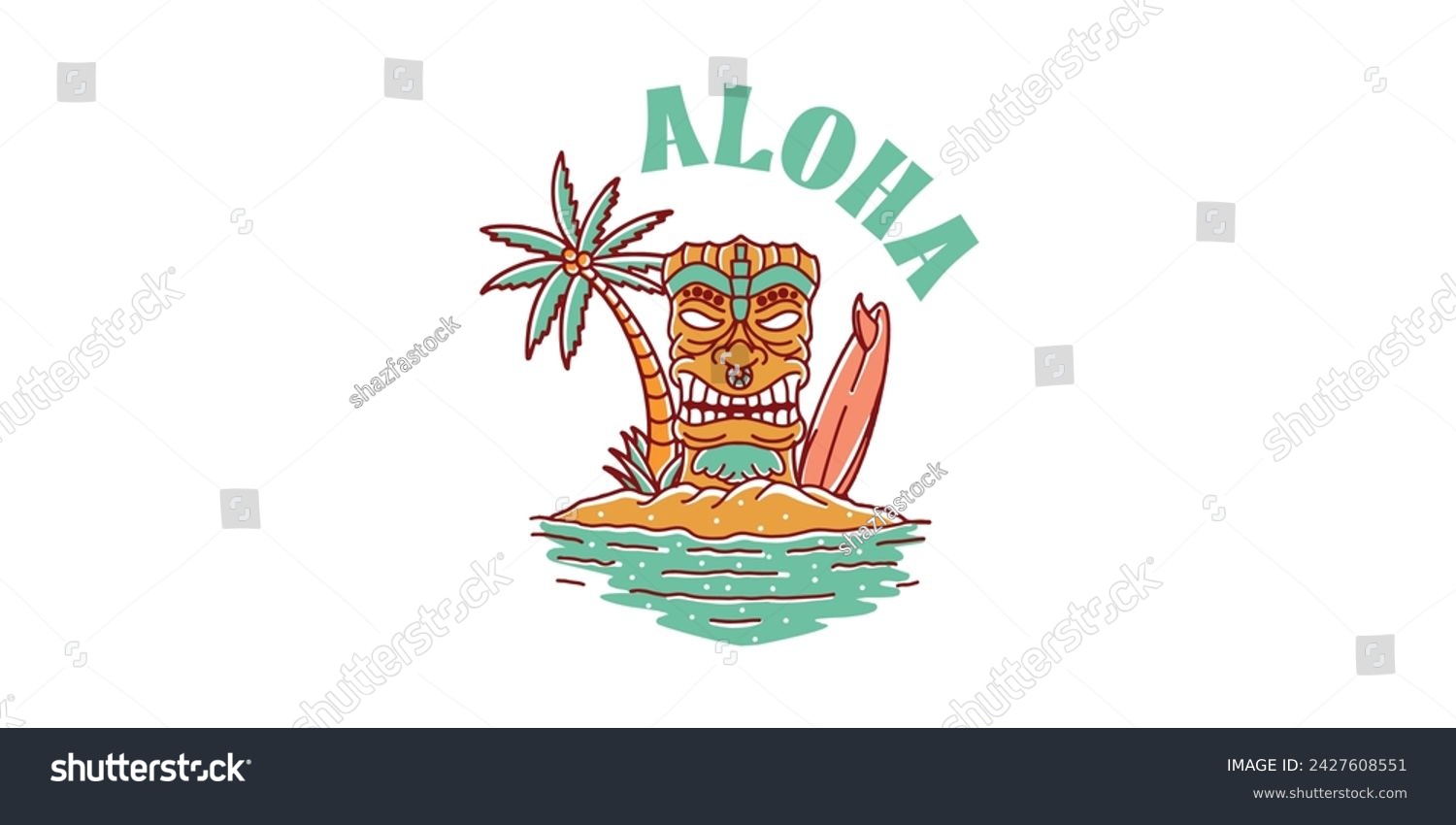 SVG of tiki illustration aloha vector logo svg