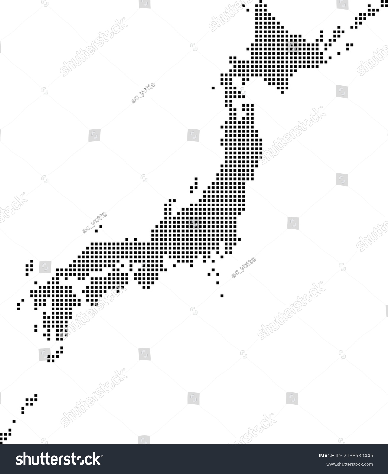 Tile Art Japan Map Stock Vector (Royalty Free) 2138530445 | Shutterstock