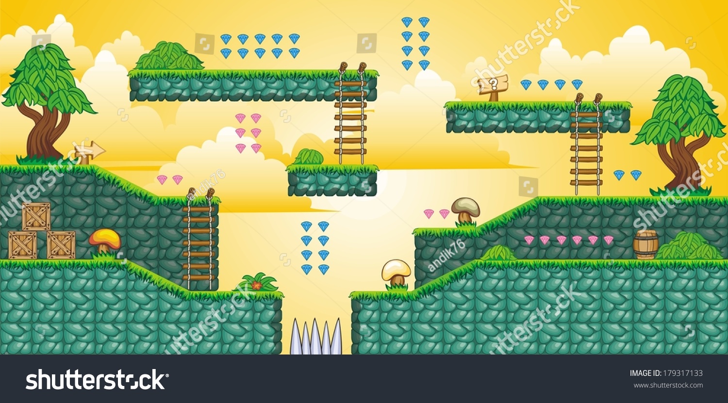 Tile Set Platform Game Set Vector Stock Vector (Royalty Free) 179317133