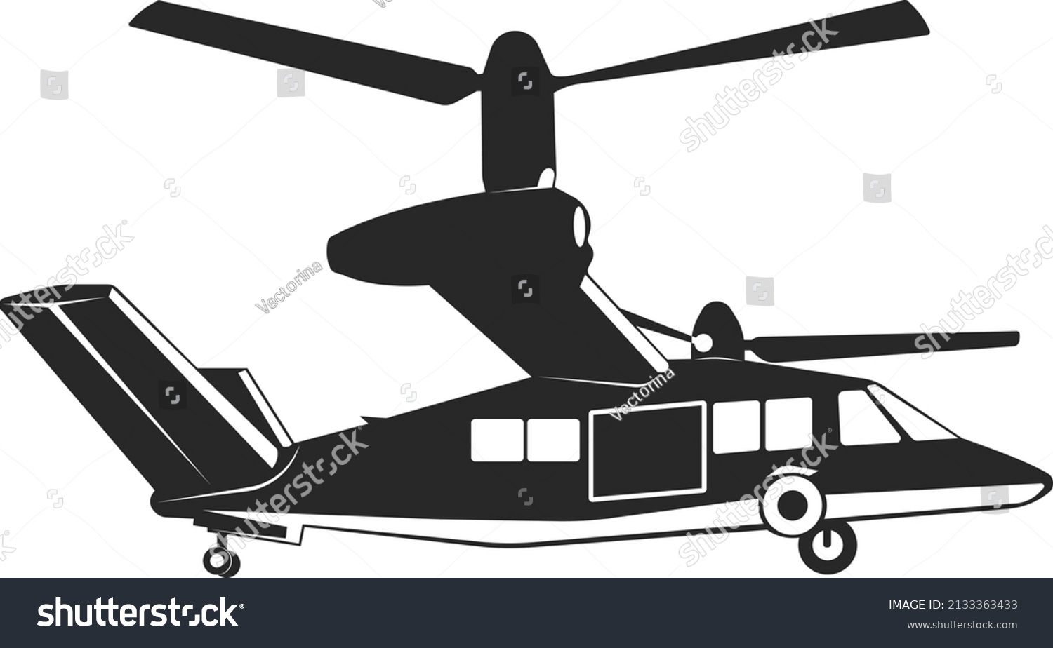 Tiltrotor Military Operations Military Equipment Vector Stock Vector ...