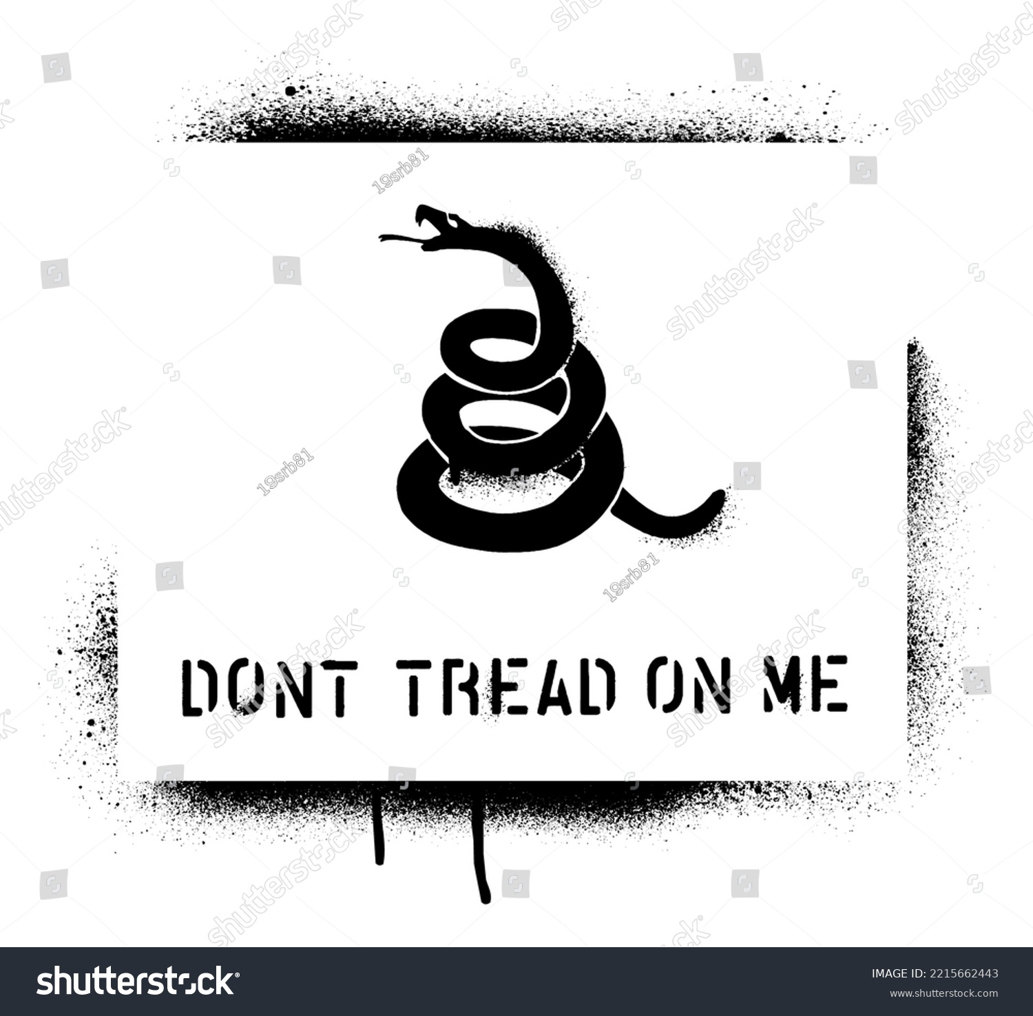 SVG of Timber rattlesnake  silhouette and inscription DONT TREAD ON ME. The concept of living in freedom. Spray graffiti stencil. svg