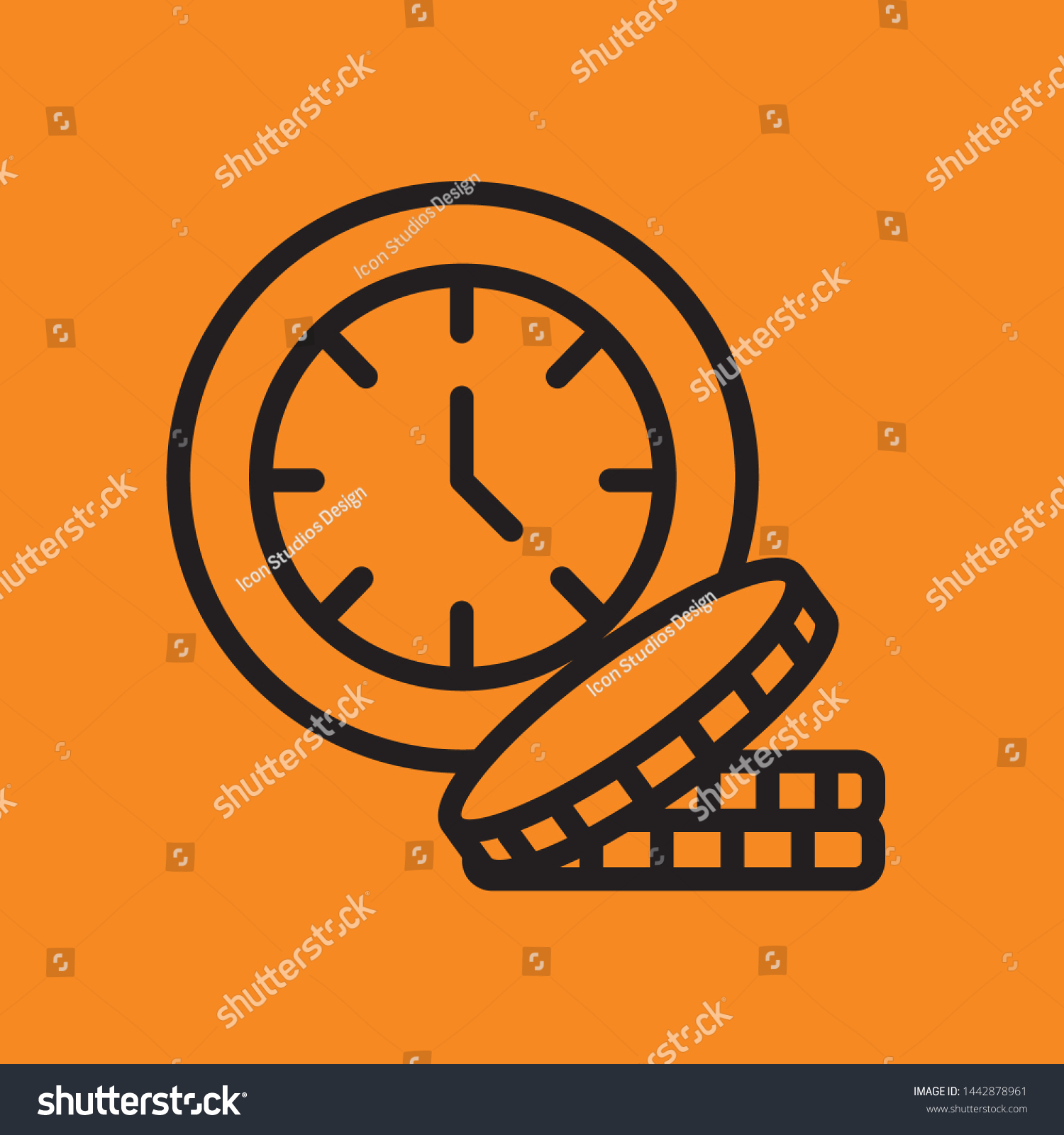 Time Clock Line Icon Vector Linear Stock Vector (Royalty Free