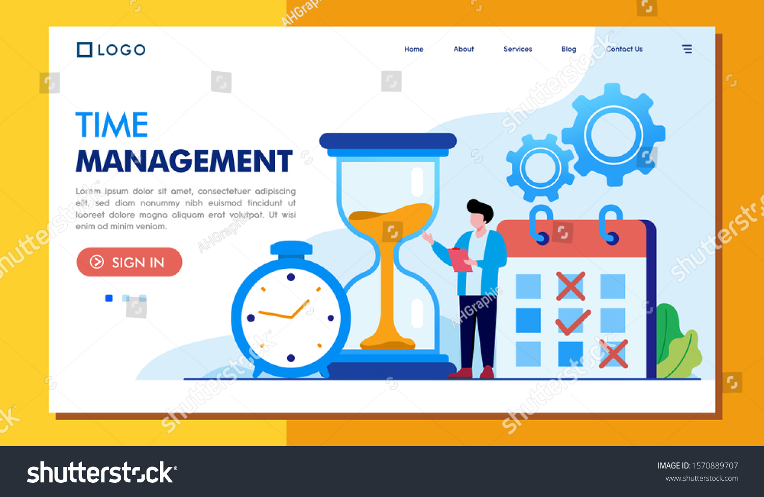 Time Management Landing Page Website Illustration Stock Vector (Royalty ...