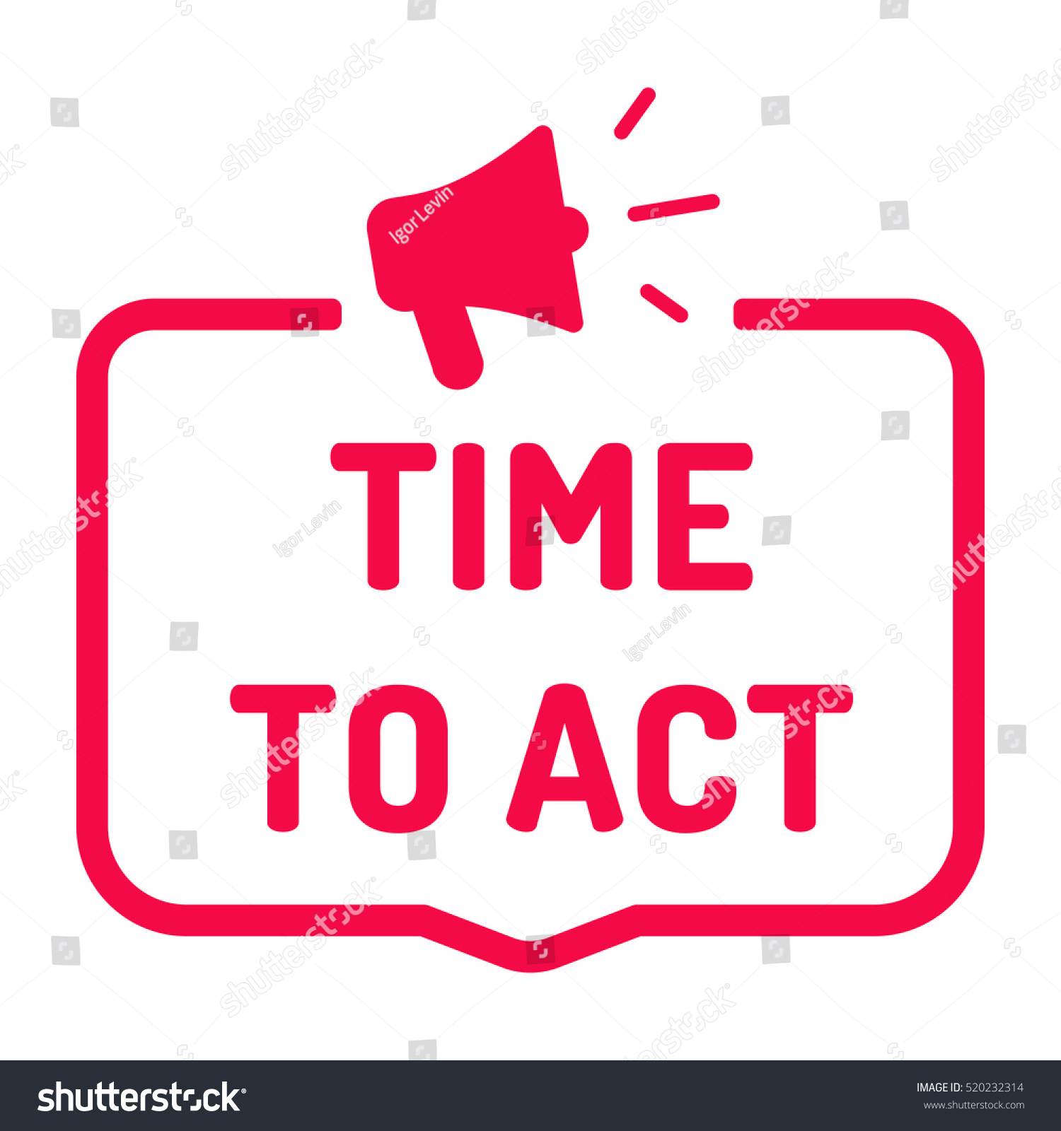 Time Act Badge Megaphone Icon Flat Stock Vector Royalty Free 520232314 Shutterstock 
